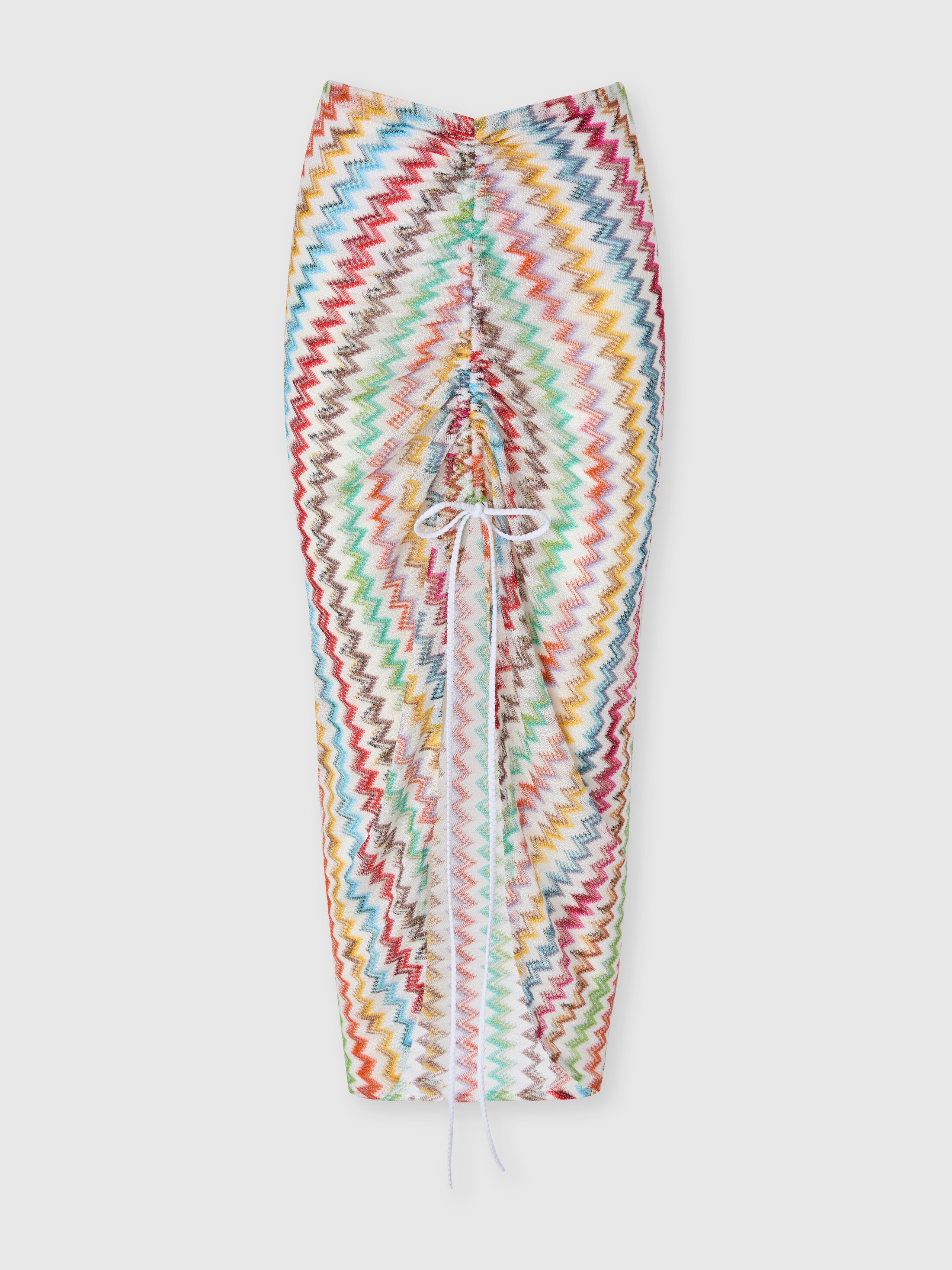 Missoni - Jupe longue fronce en viscose lam avec micro motif zigzag Femme Blanc Multicolore Taille S 590 €