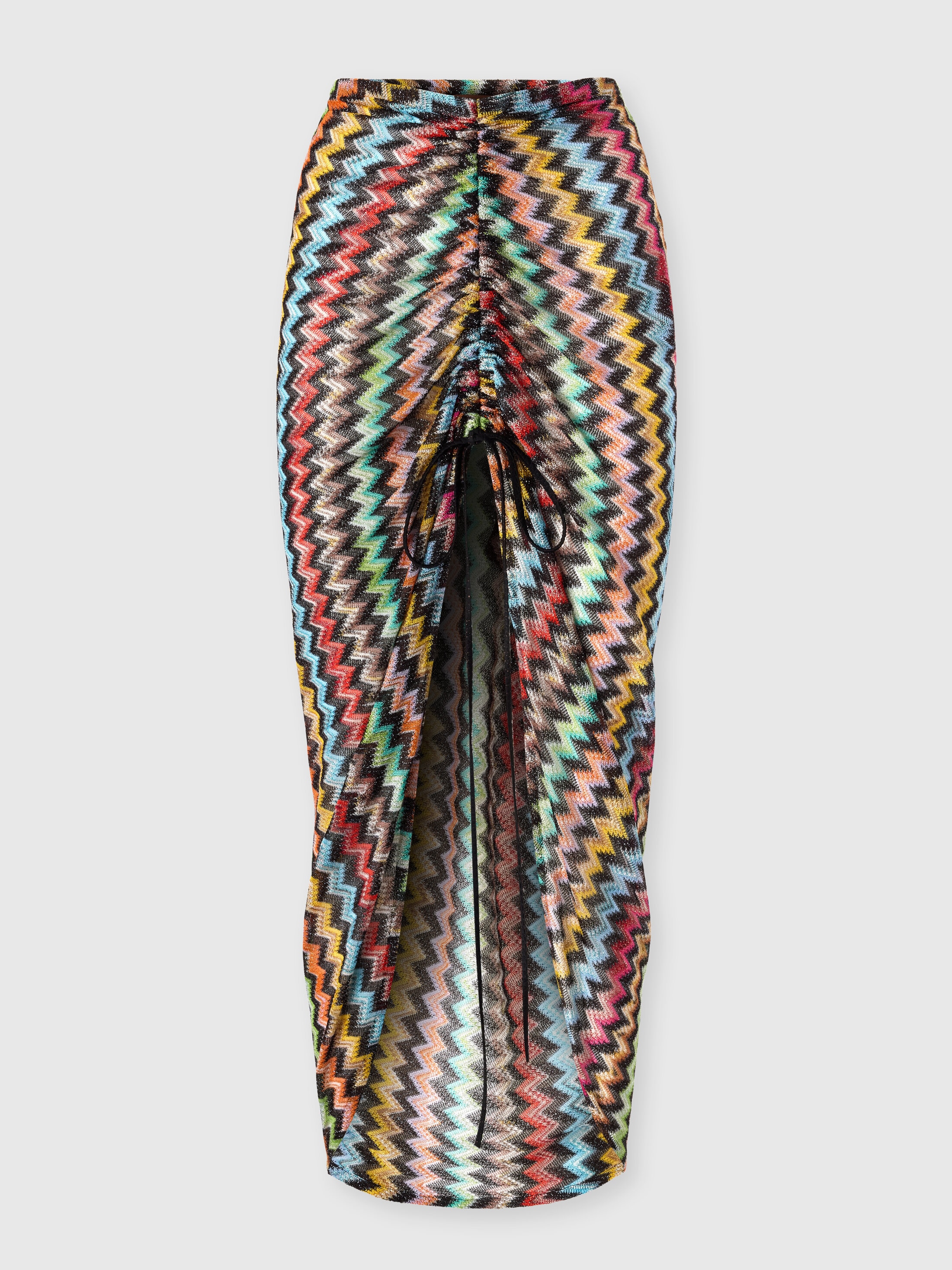 Missoni - Jupe longue fronce en viscose lam avec micro motif zigzag Femme Noir Multicolore Taille S 590 €