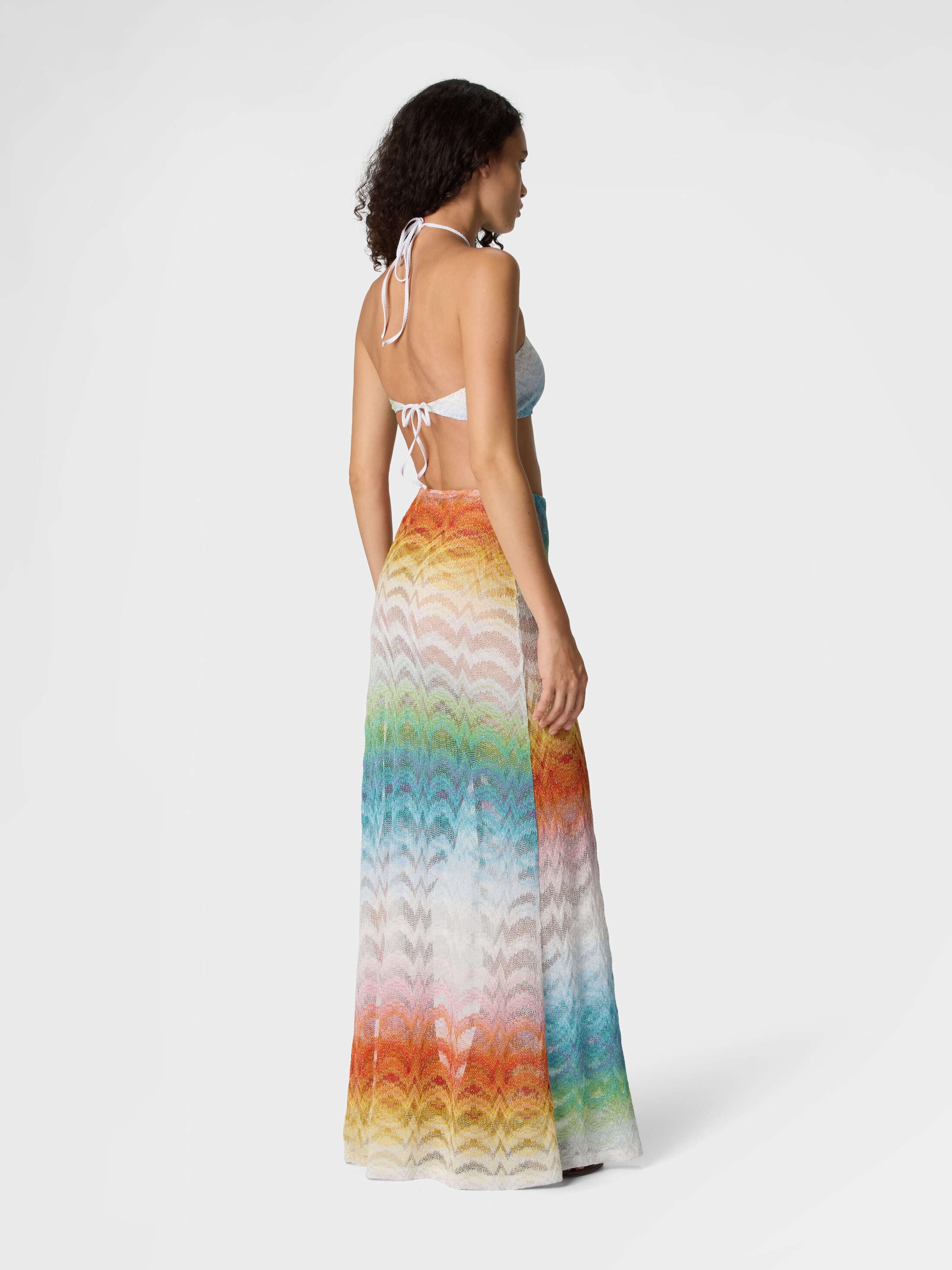 Long skirt in shaded lamé viscose with slit Multicoloured | Missoni