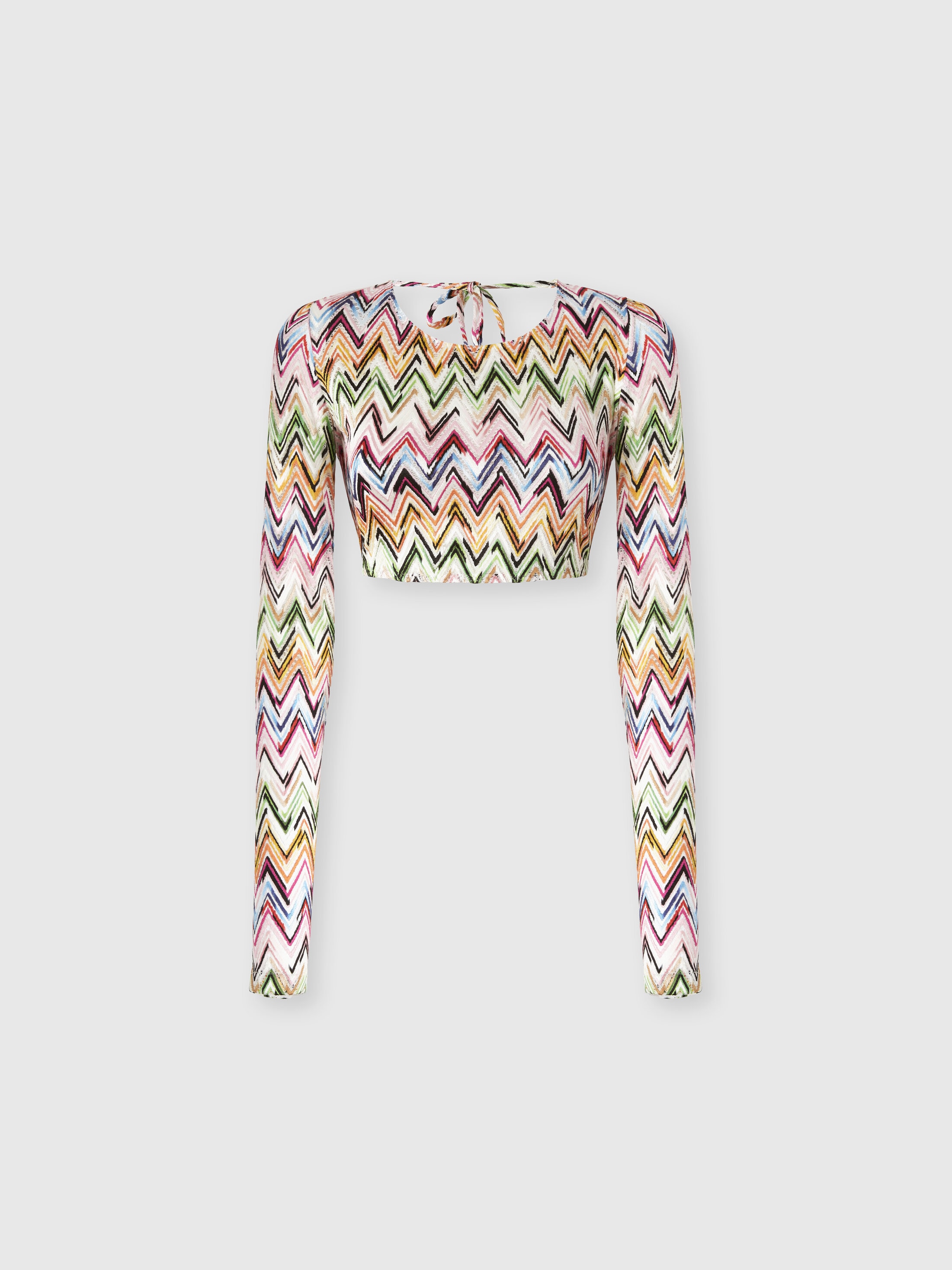 Missoni Donna Multicolore - Crop Top In Viscosa Stretch Motivo Pizzo Con Zig Zag, Taglia: 40