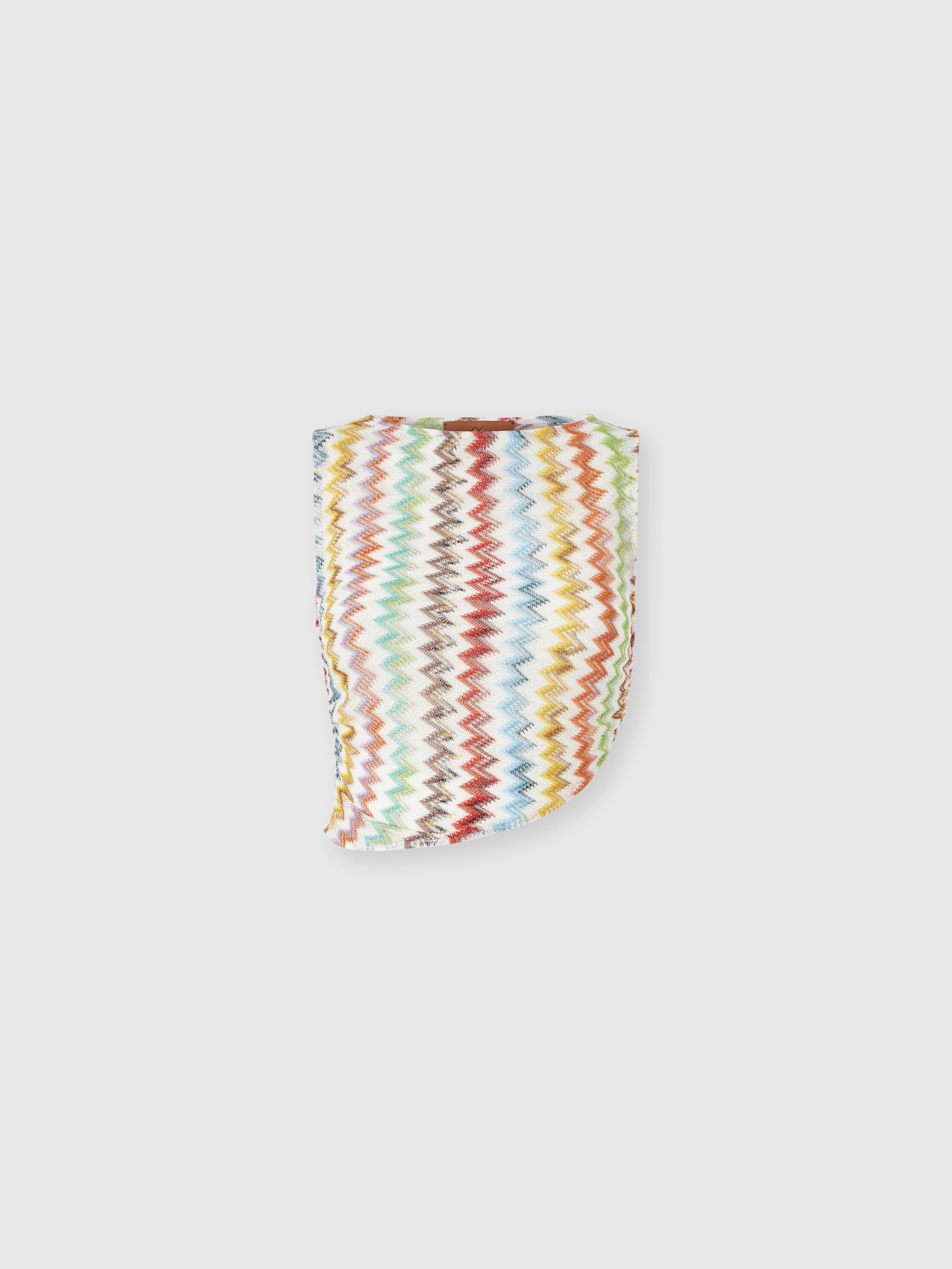 Missoni Donna Bianco,Multicolore - Crop Top In Viscosa Lamé Con Micro Zig Zag, Bianco & Multicolore, Taglia: 42