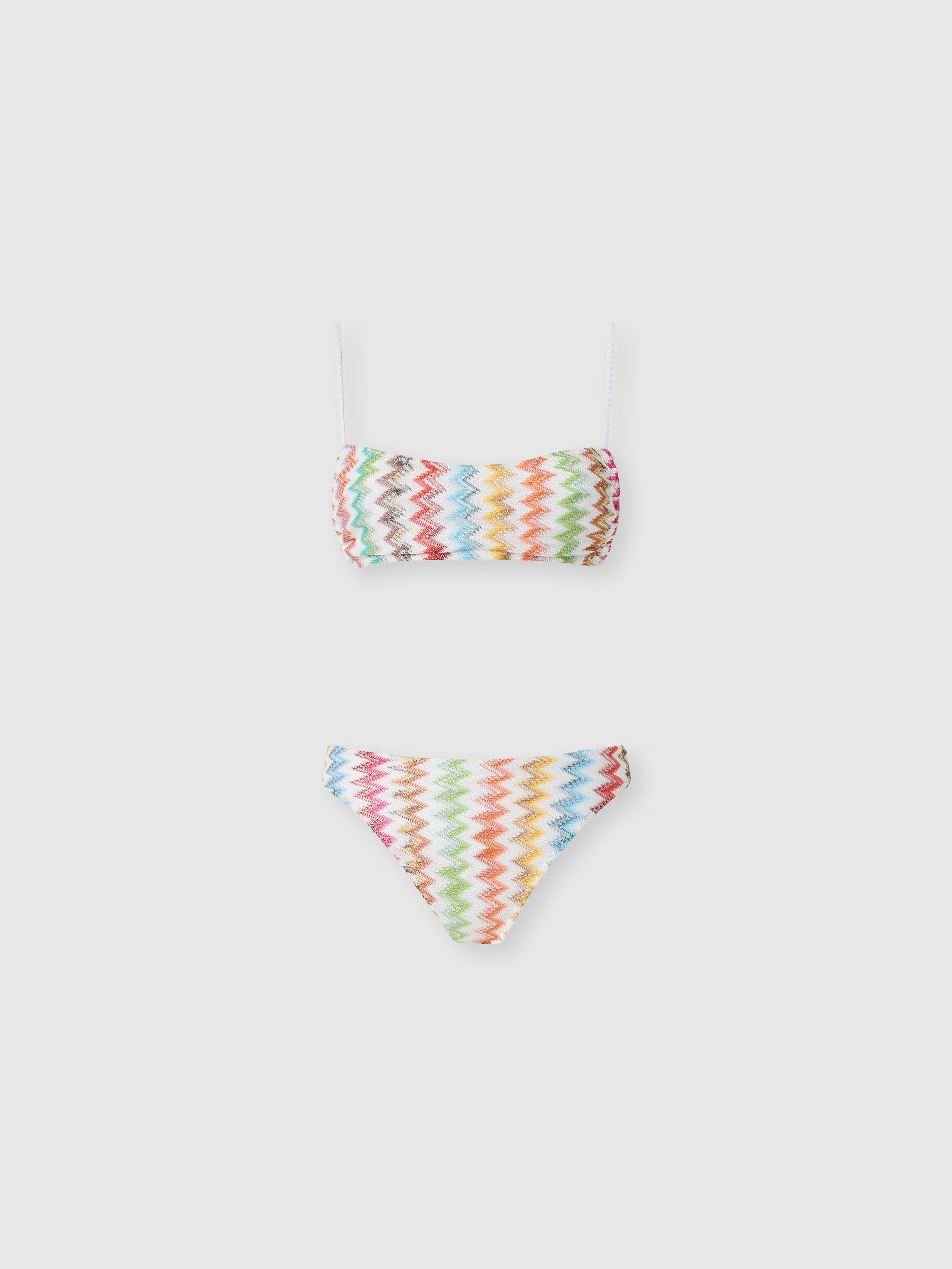 Missoni - Bikini en viscose lam avec micro motif zigzag et culotte taille haute Femme Blanc Multicolore Taille 38 450 €
