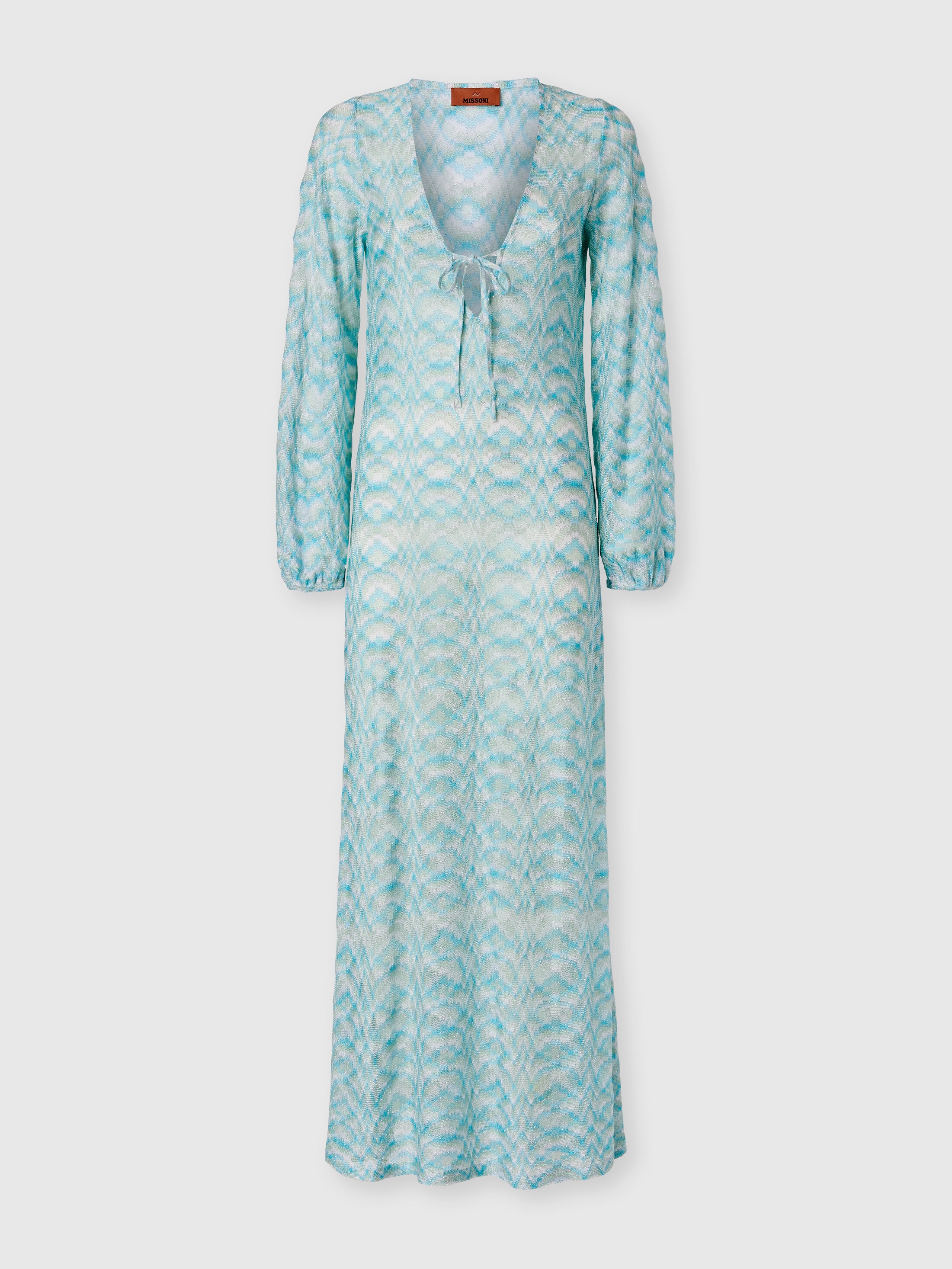 long sleeve missoni dress Missoni Long Dress in Multicolor Black, Pink, White, & Rust