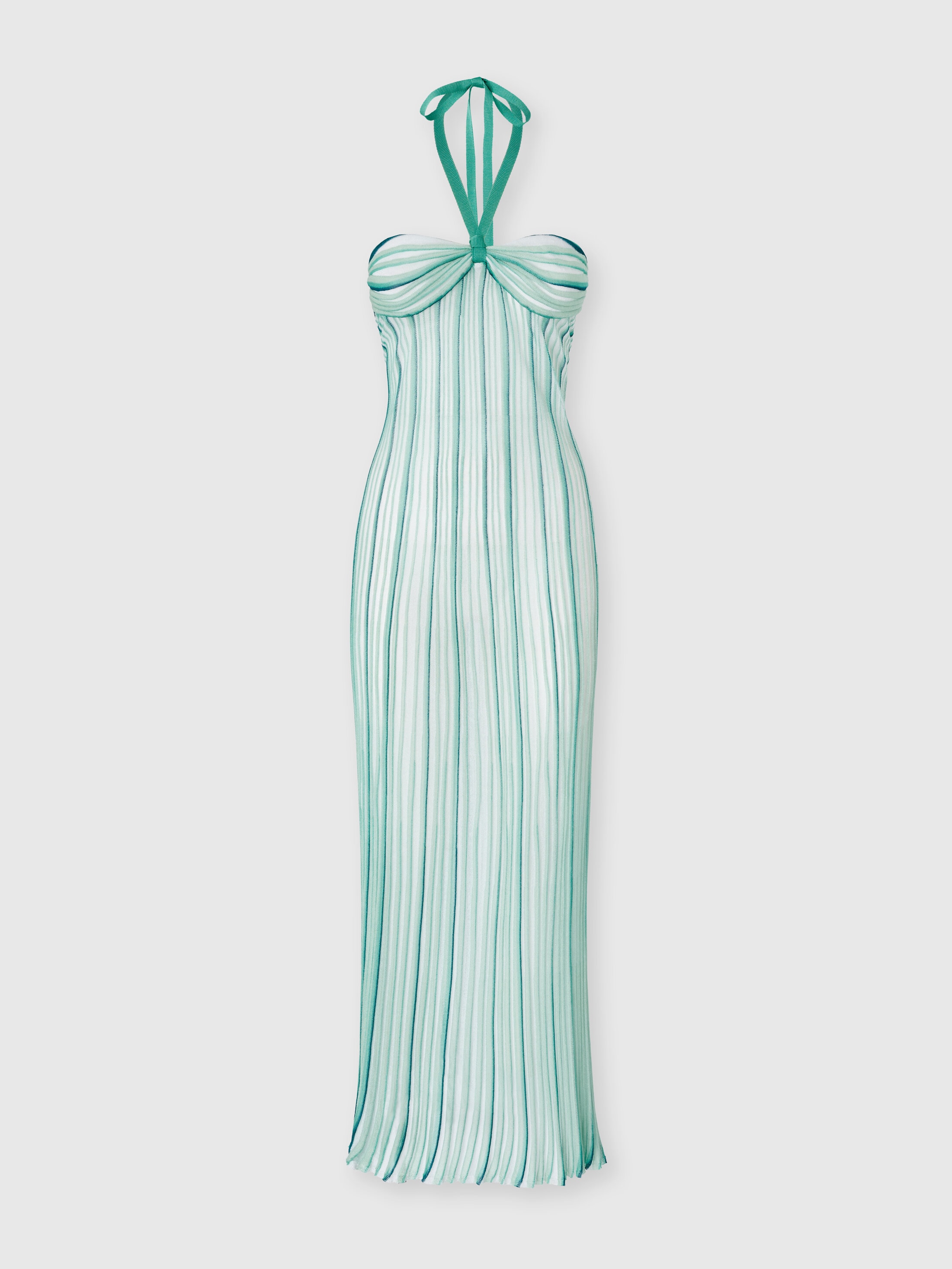 Missoni Donna Bianco,Azzurro - Abito Copricostume Lungo In Viscosa A Costine, Bianco & Azzurro, Taglia: S