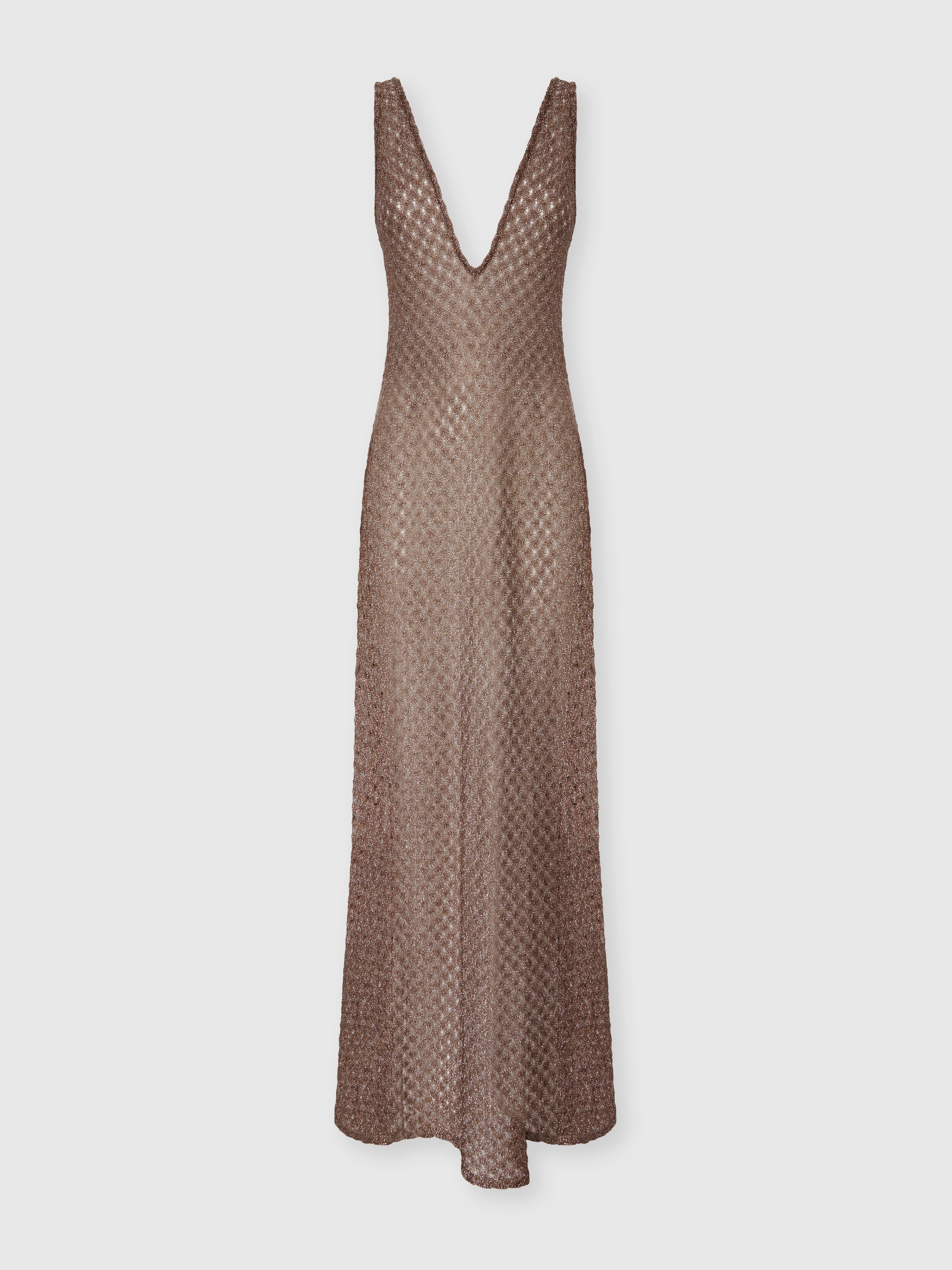 Missoni Donna Marrone - Abito Copricostume In Viscosa Lamé Motivo Ragnatela Con Scollatura A V, Taglia: 42