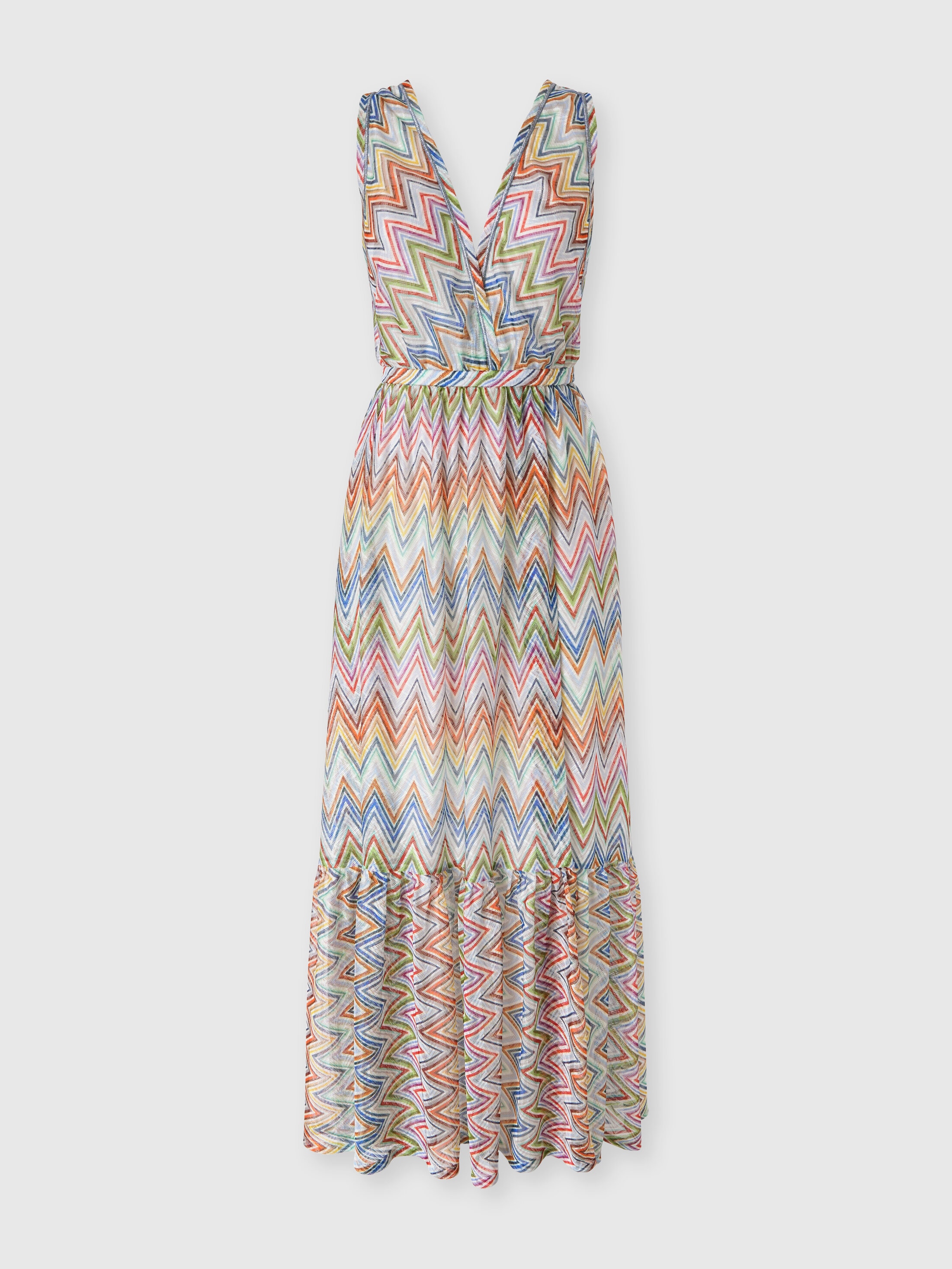 Missoni Donna Multicolore - Abito Copricostume Lungo In Tulle Zig Zag, Taglia: 42