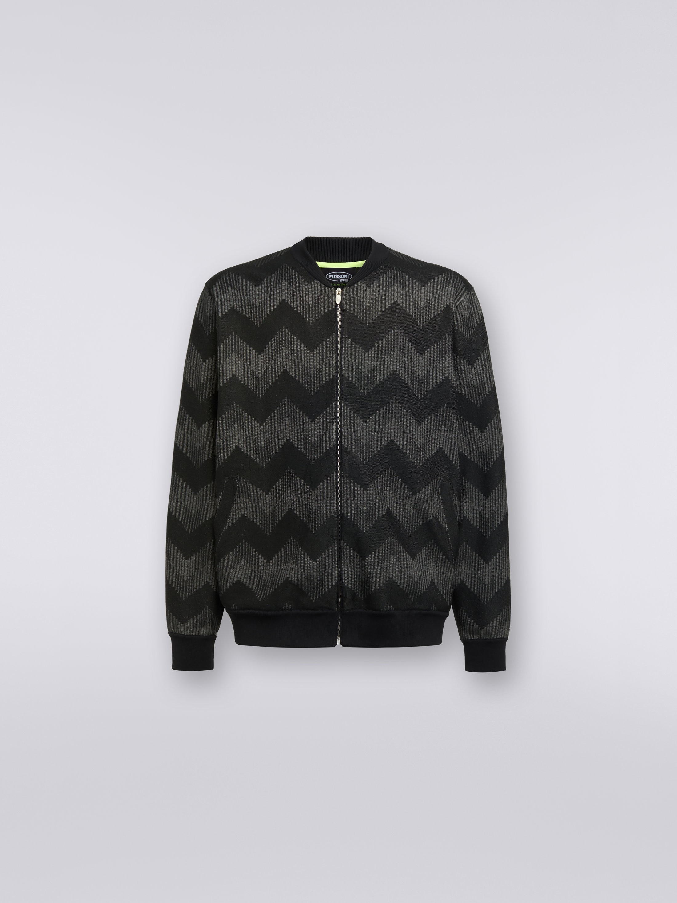 Cotton blend zigzag bomber jacket in collaboration with Mike 