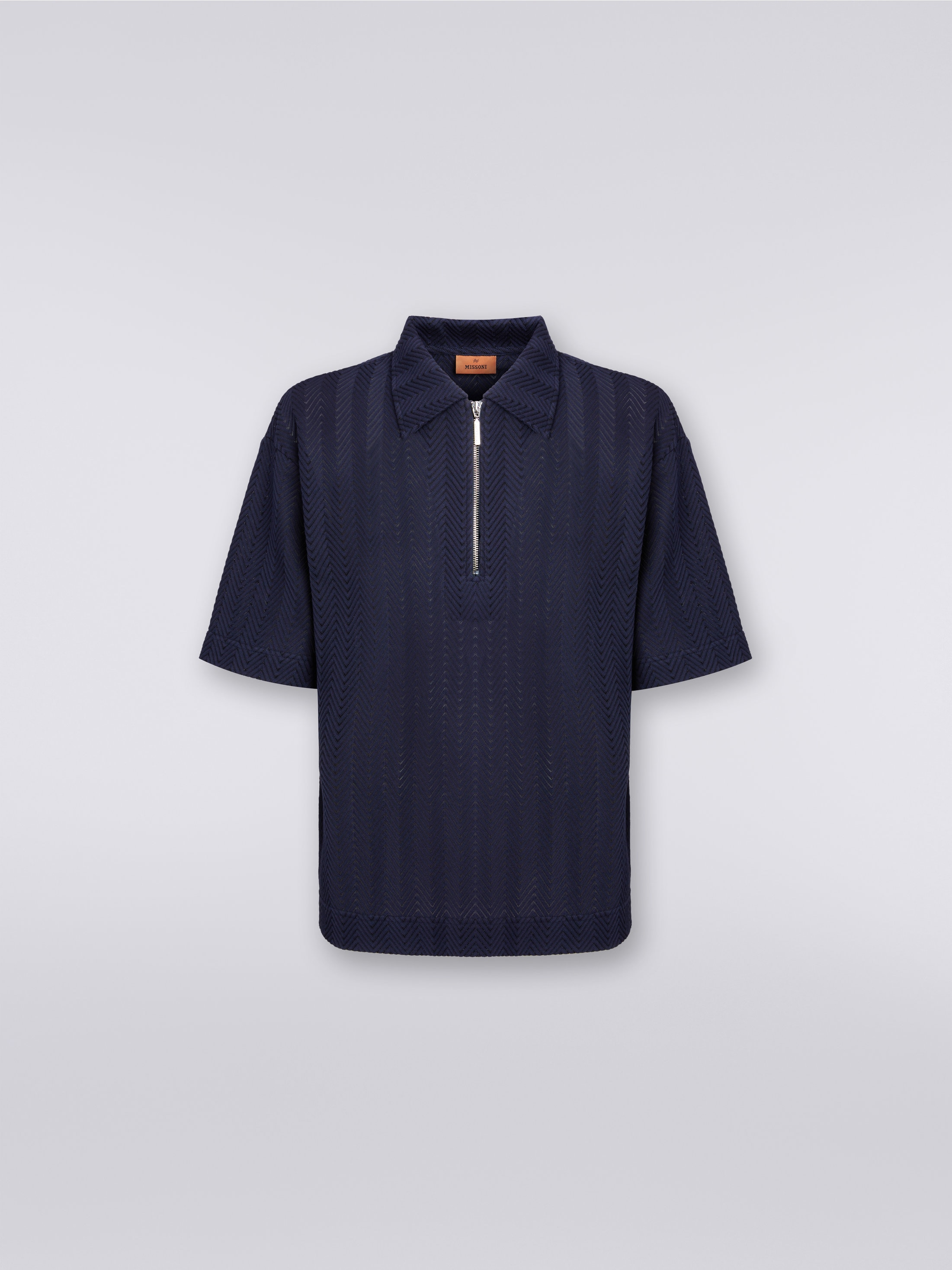 Tシャツ・カットソー MISSONI SS24 POLO (US24S20CBK012Q S72F0) Crewneck T-shirt with zig zag knit sleeves Multicoloured