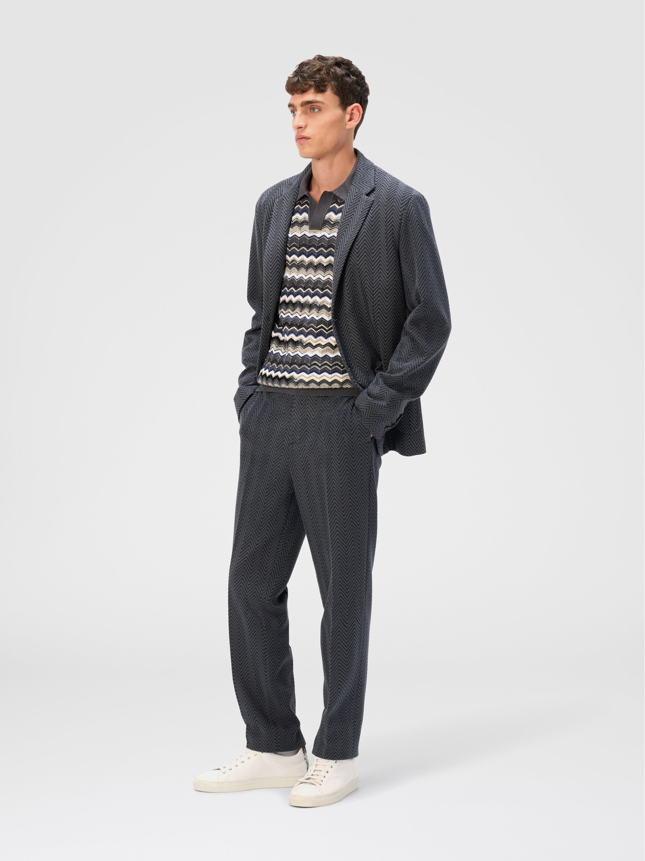 Single-breasted jacket with zigzag pattern Black | Missoni