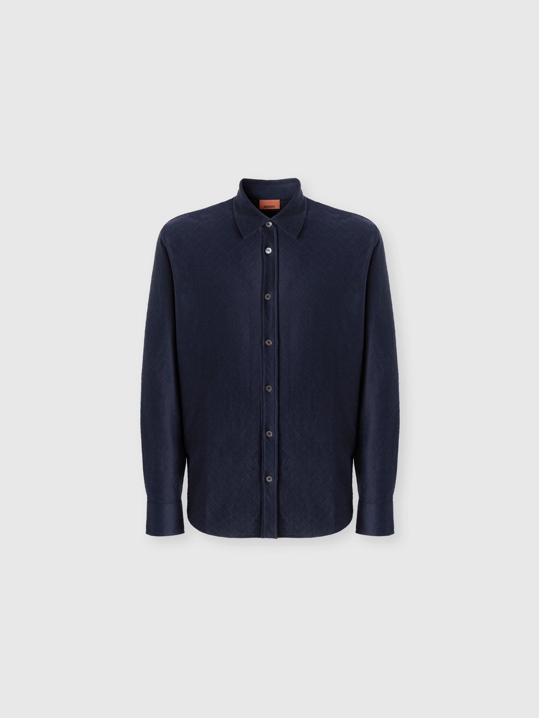 Missoni - Chemise en jacquard de coton motif zigzag ton sur ton Homme Bleu Taille L 450 €