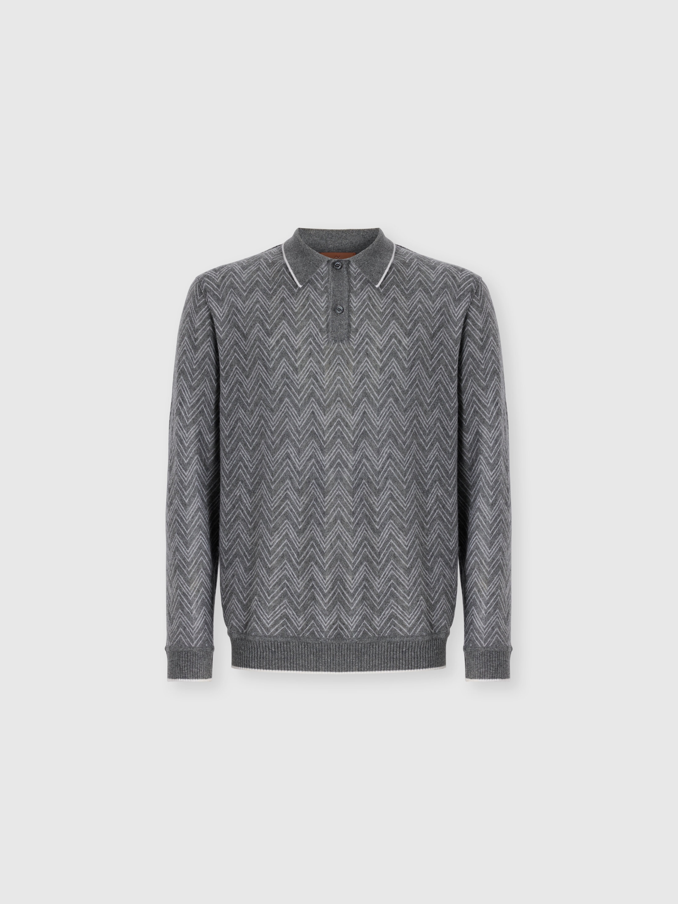 Missoni - Polo manches longues en cachemire zig zag Homme Gris Taille 52 1090 €