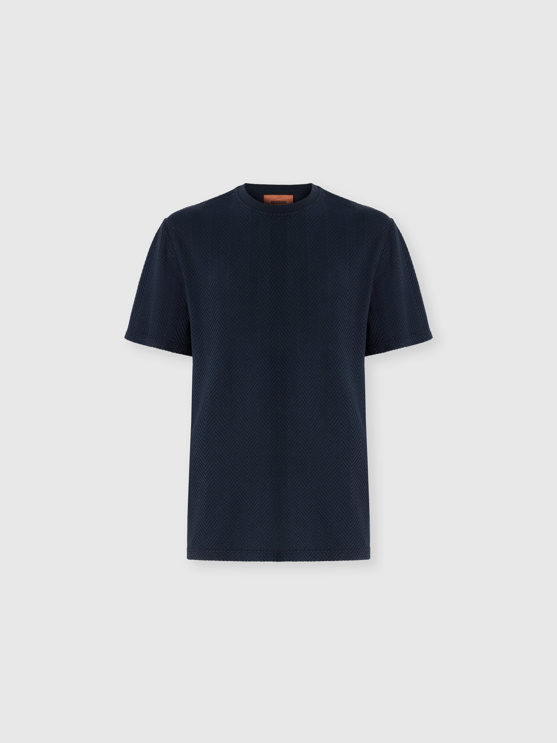 Missoni - T-shirt col rond en coton et viscose chevron ton sur ton Homme Bleu Taille 2XL 420 €