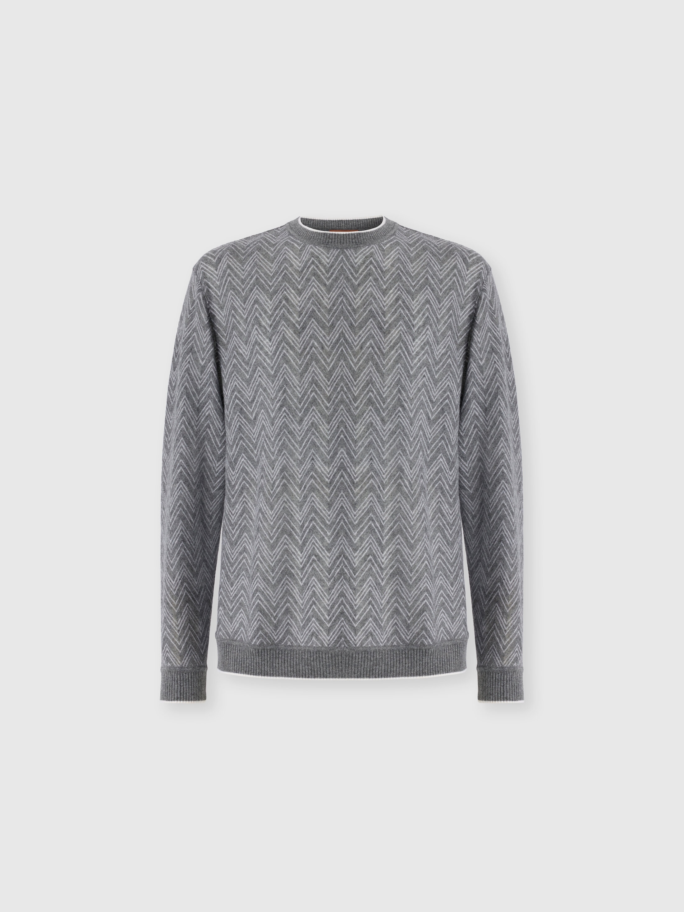 Missoni - Pull manches longues en cachemire zig zag Homme Gris Taille 52 1050 €