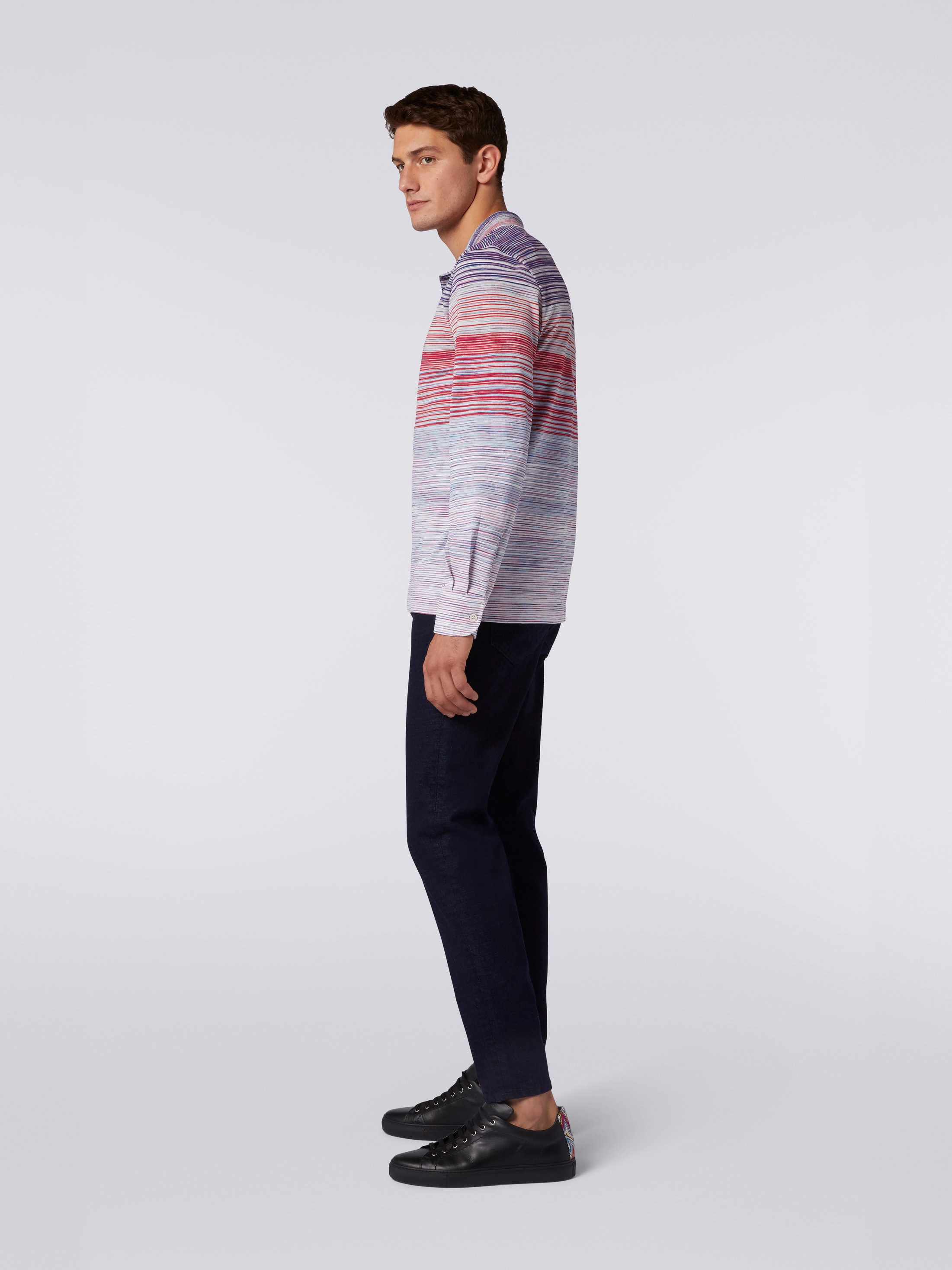 Slub viscose long sleeved polo shirt Multicoloured Missoni