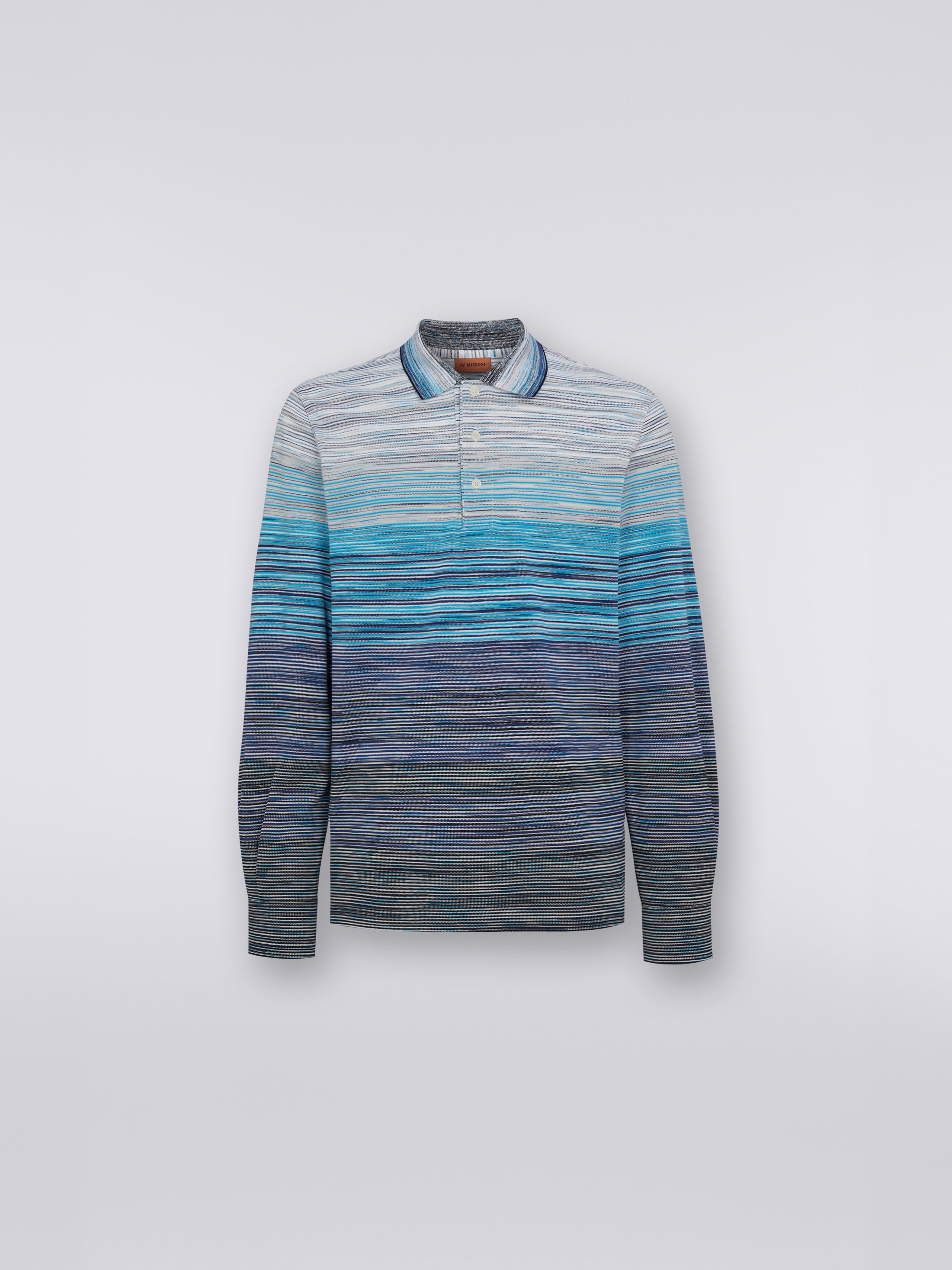 Slub viscose long sleeved polo shirt Multicoloured Missoni