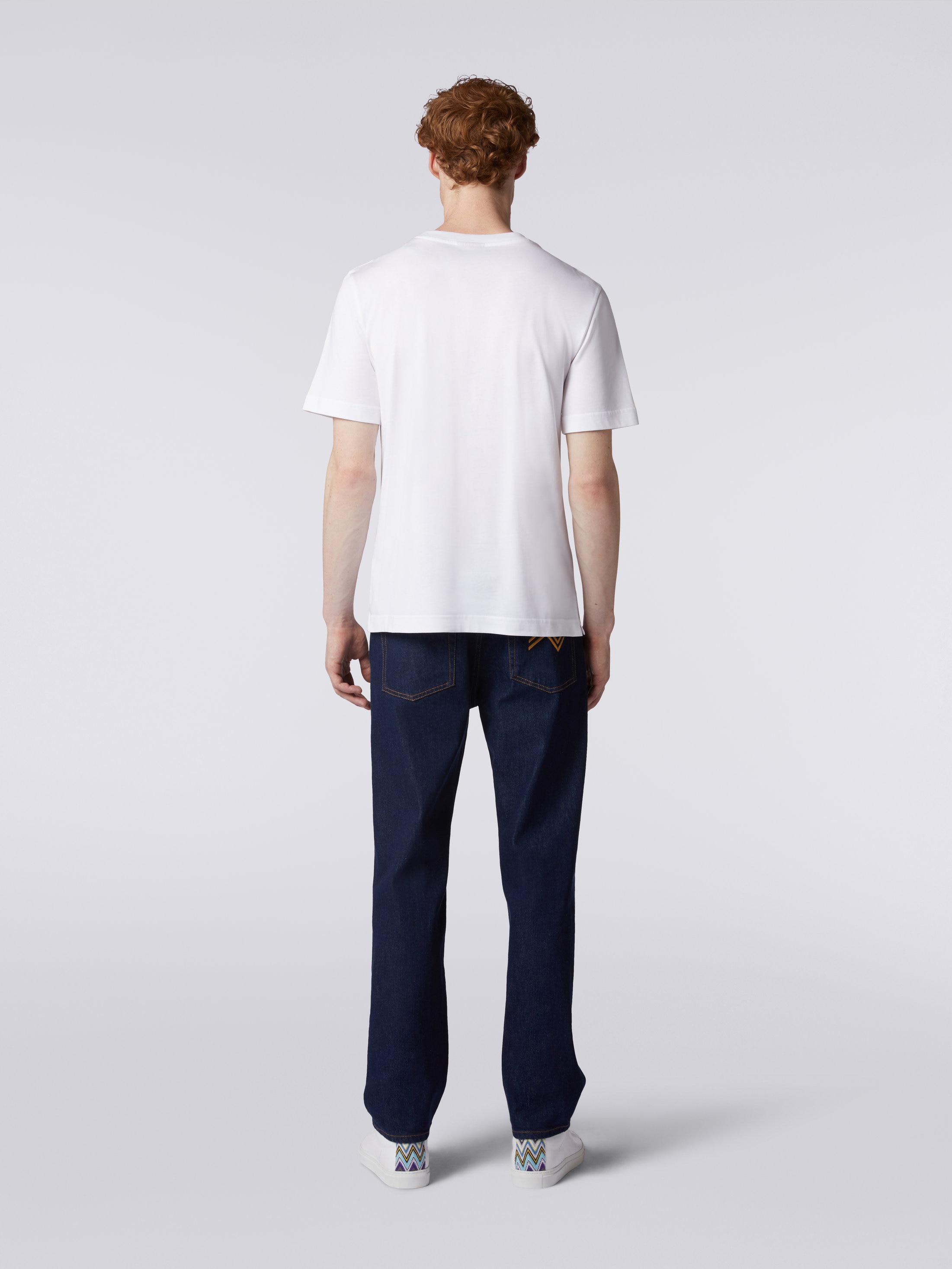 Five-pocket denim trousers with zigzag embroidery on pocket Blue 