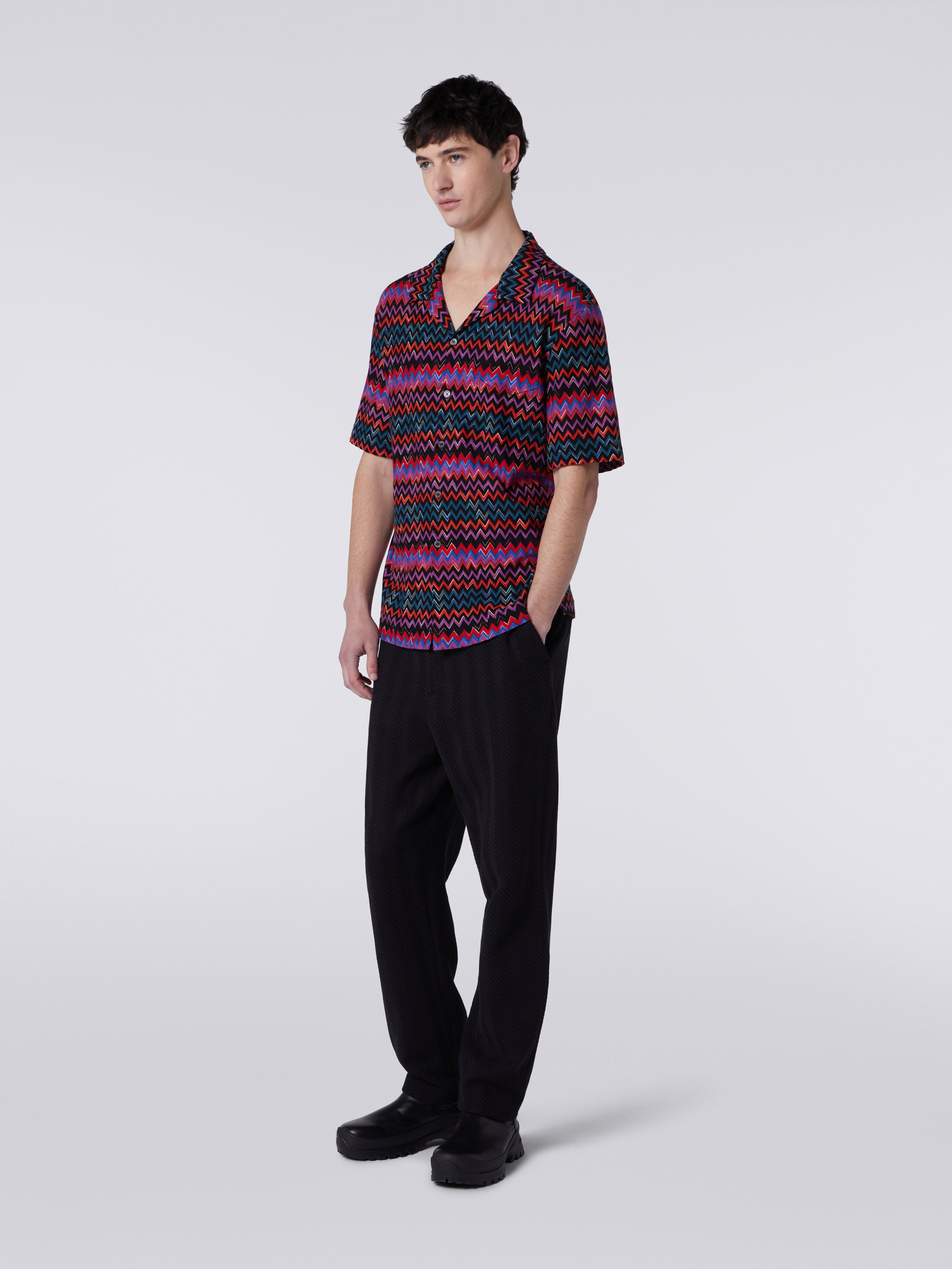 Missoni zigzag-print bowling shirt - Blue