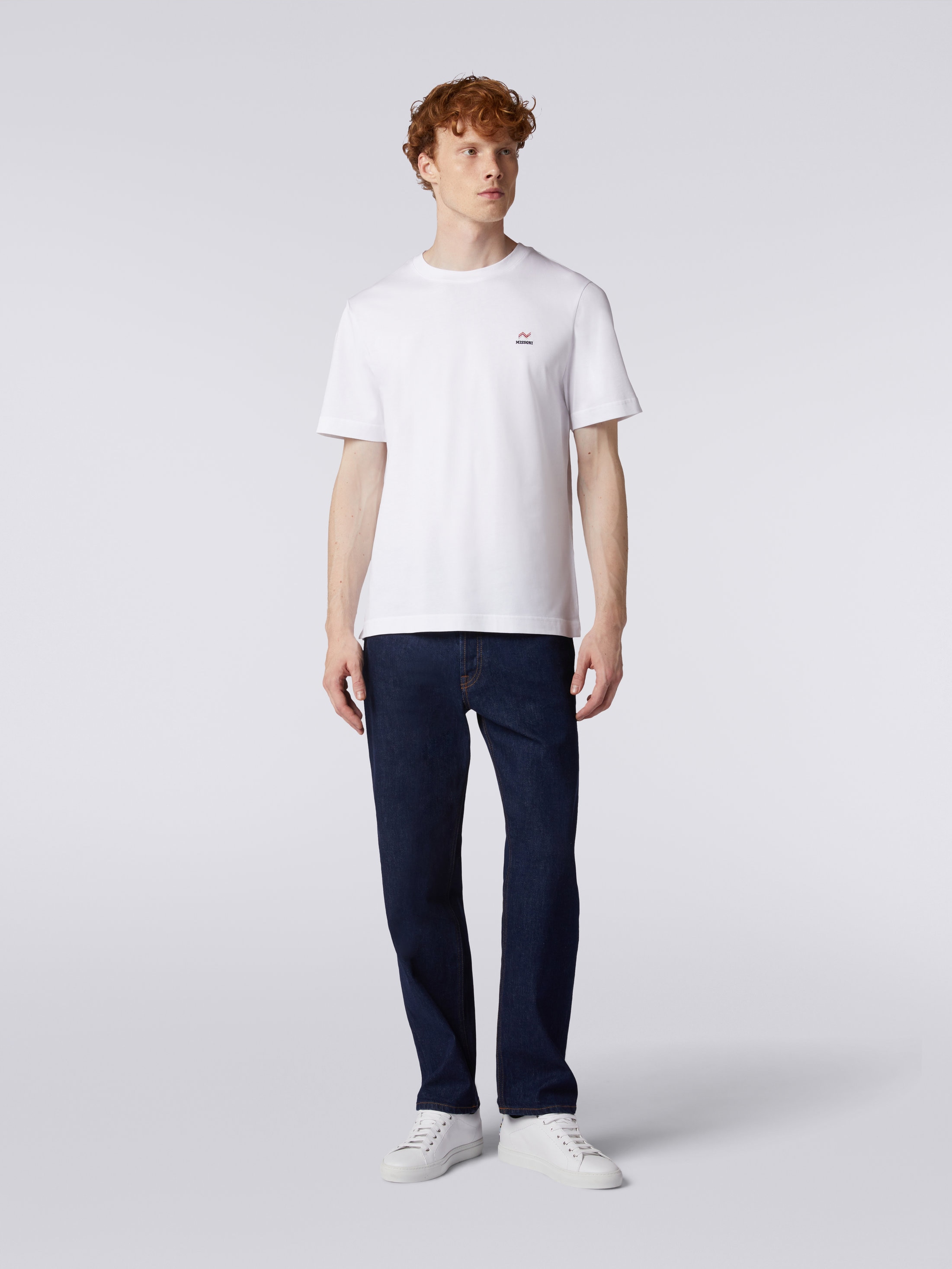 Crew-neck cotton T-shirt with embroidery and logo Black