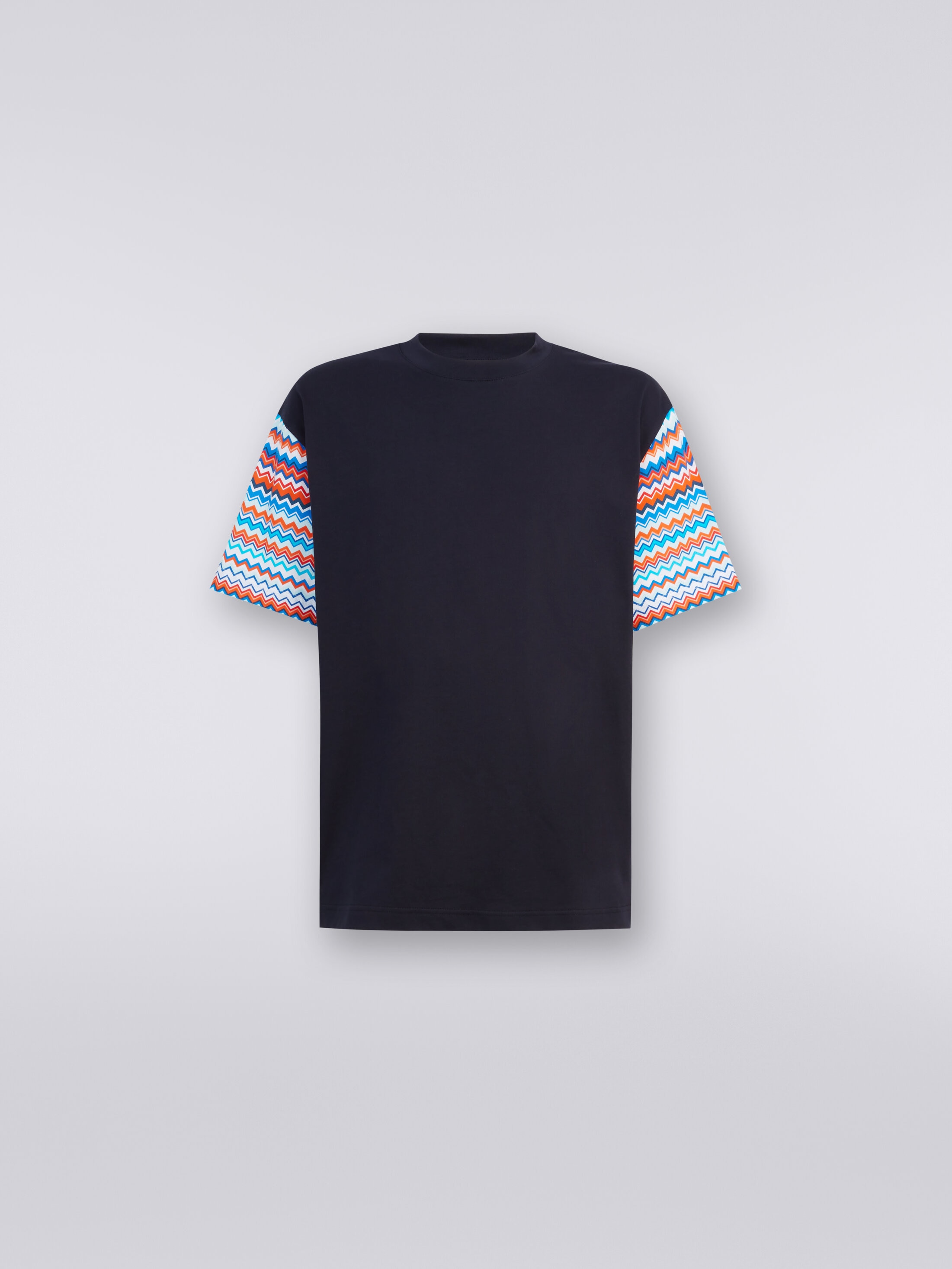 Oversized T-shirt in cotton with zigzag inserts