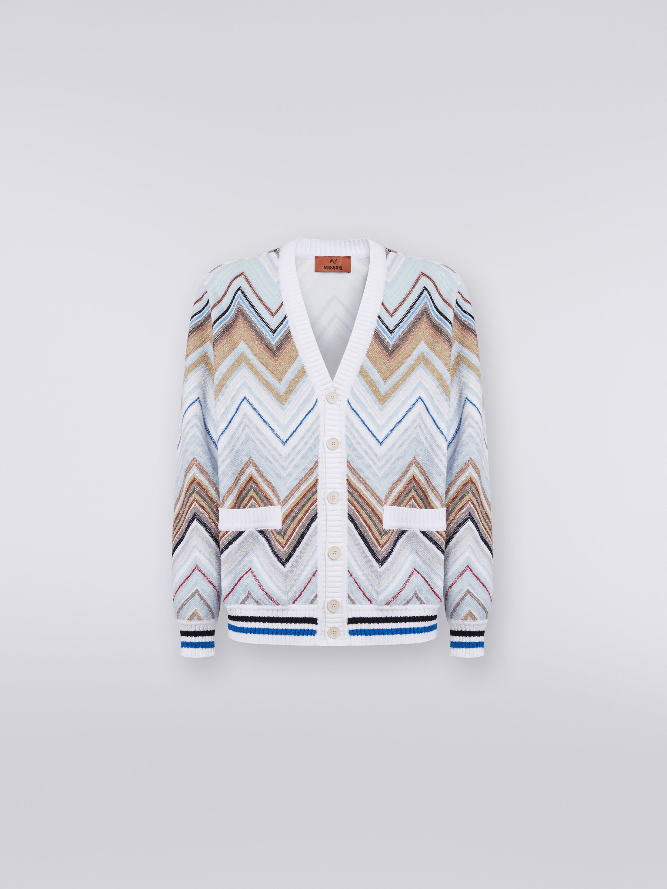missoni カーディガン 80s Missoni Sport zigzag textile cotton cardigan シンプルな幾何学