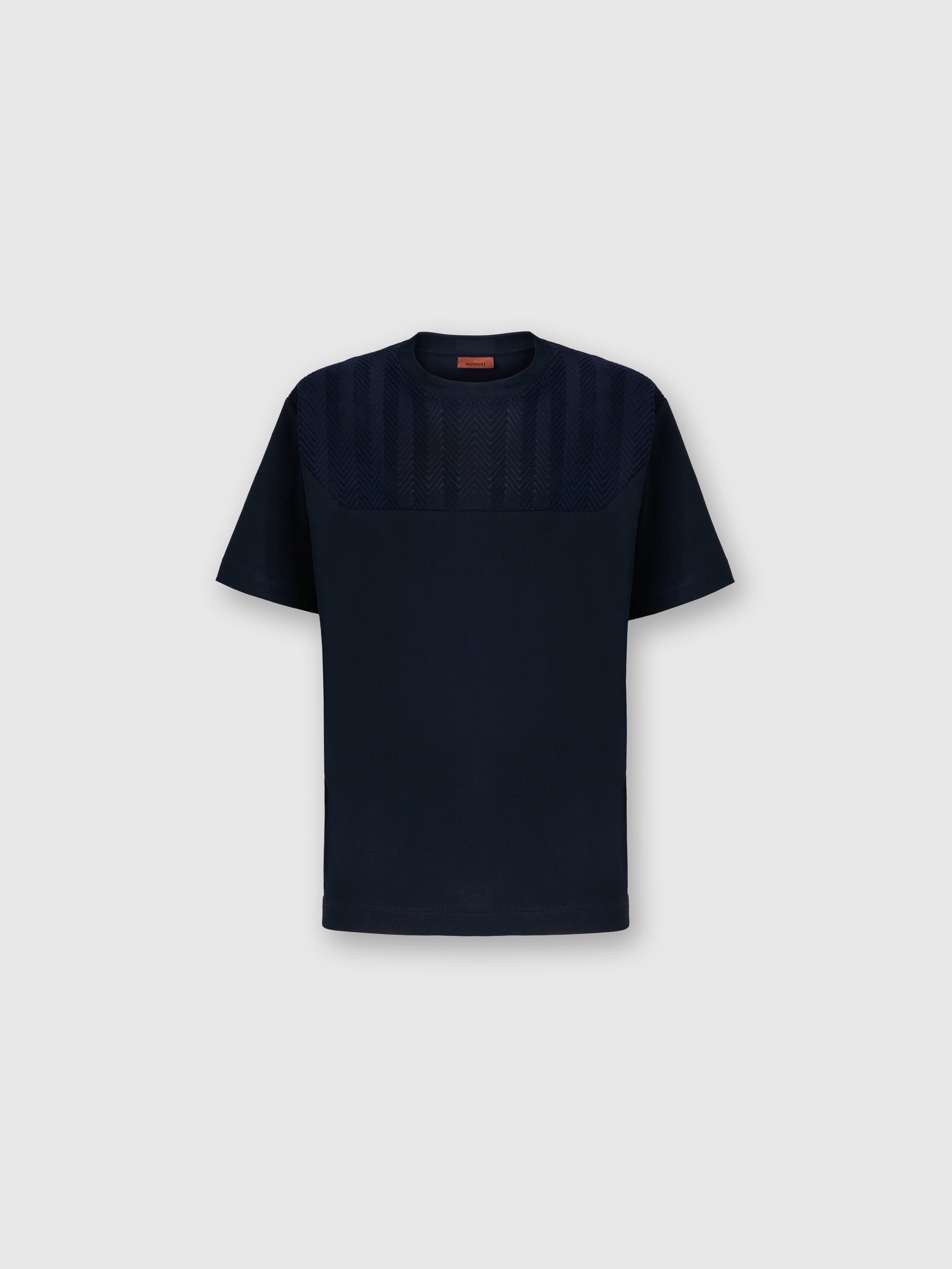Cotton jersey T-shirt with zigzag insert Blue | Missoni