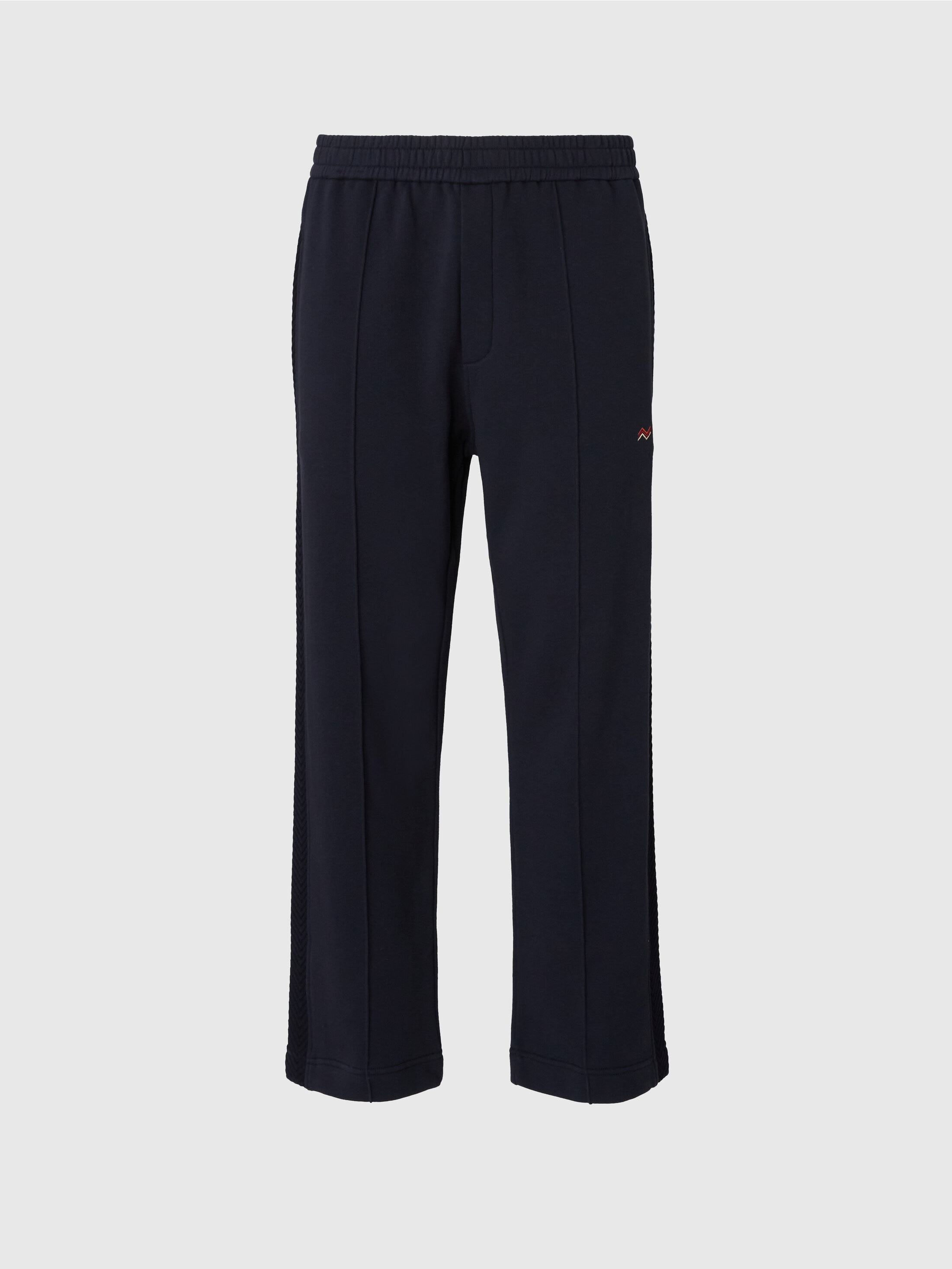 Missoni Cotton Joggers With Zig Zag Embroidery In Blue