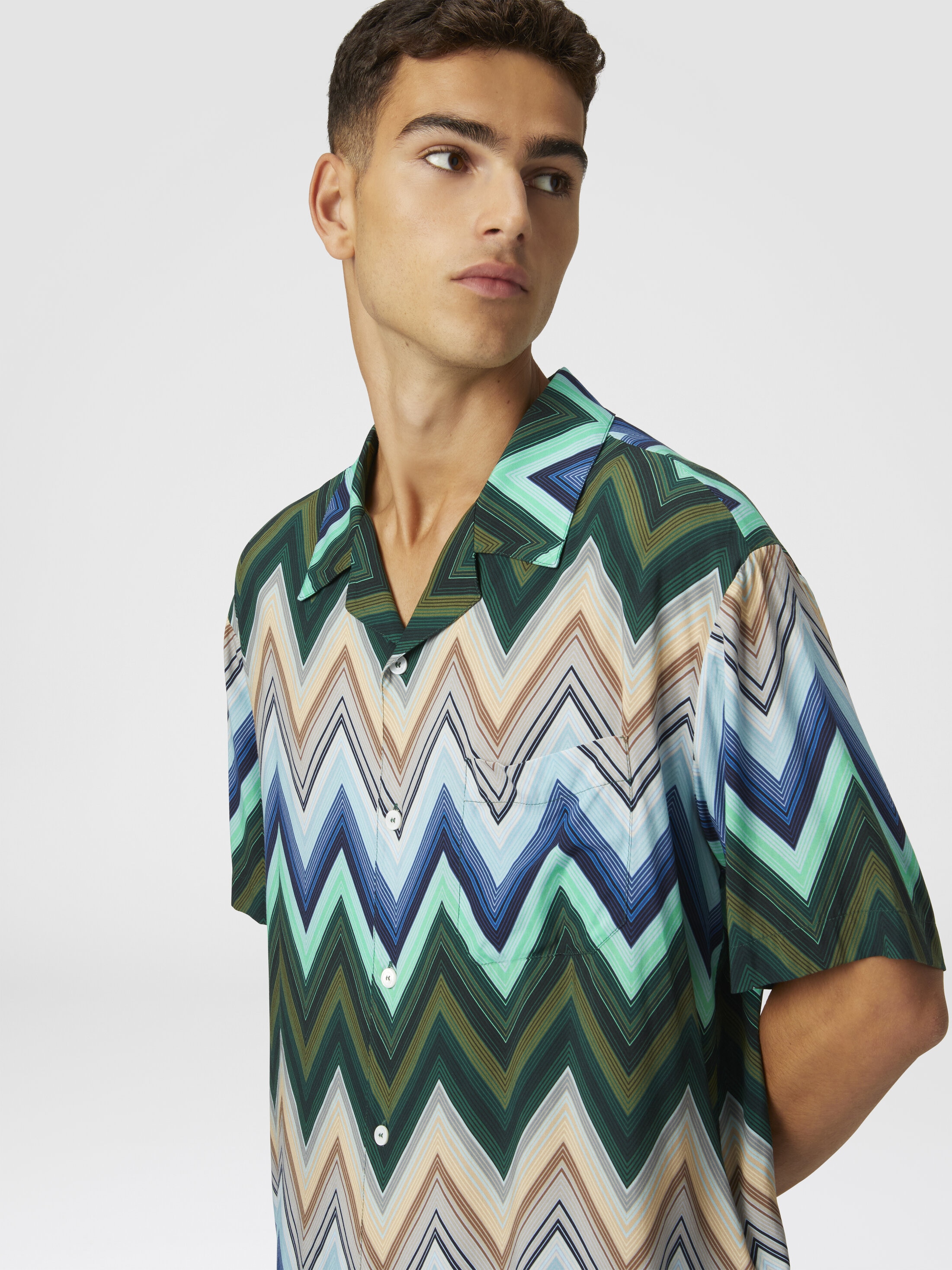 お歳暮ならオンライン bowling Viscose shirt pocket breast and zigzag macro with 小物