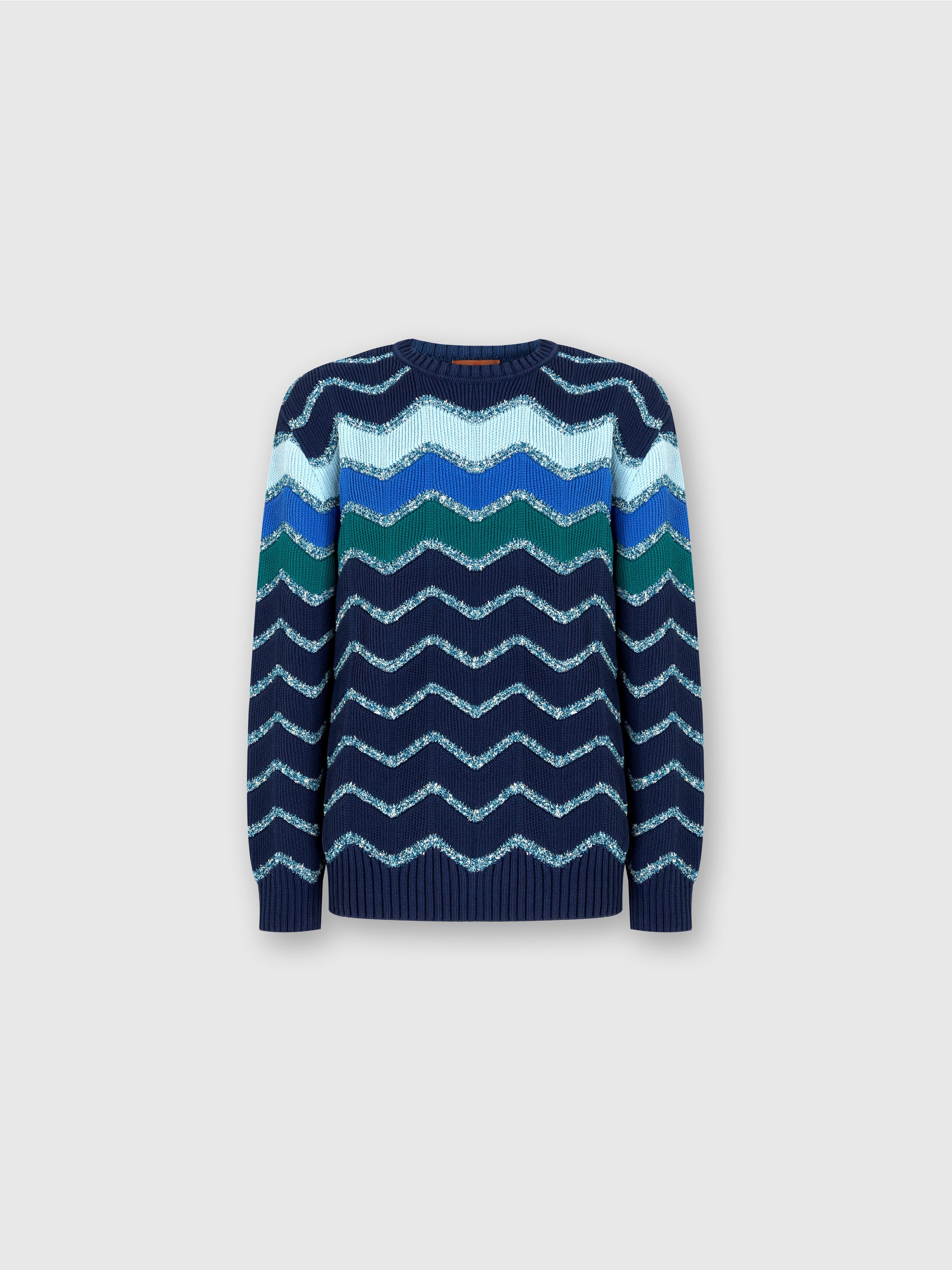 Missoni Pullover Mit Rundhalsausschnitt Und Makro-zickzack- Und Melange-details In Blue