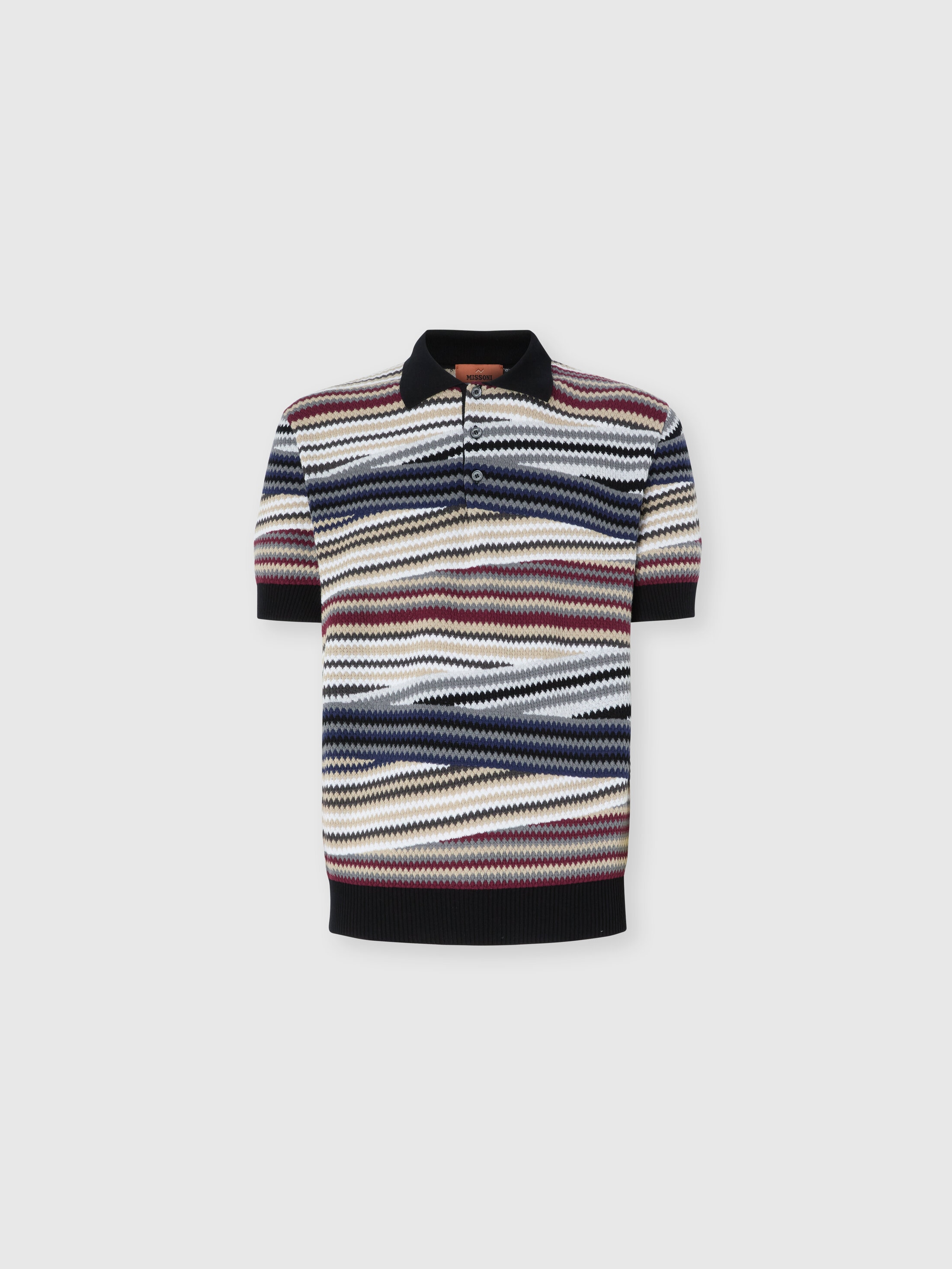 Missoni Short Sleeve Polo With Buttons And Striped Zigzag Pattern In Multi