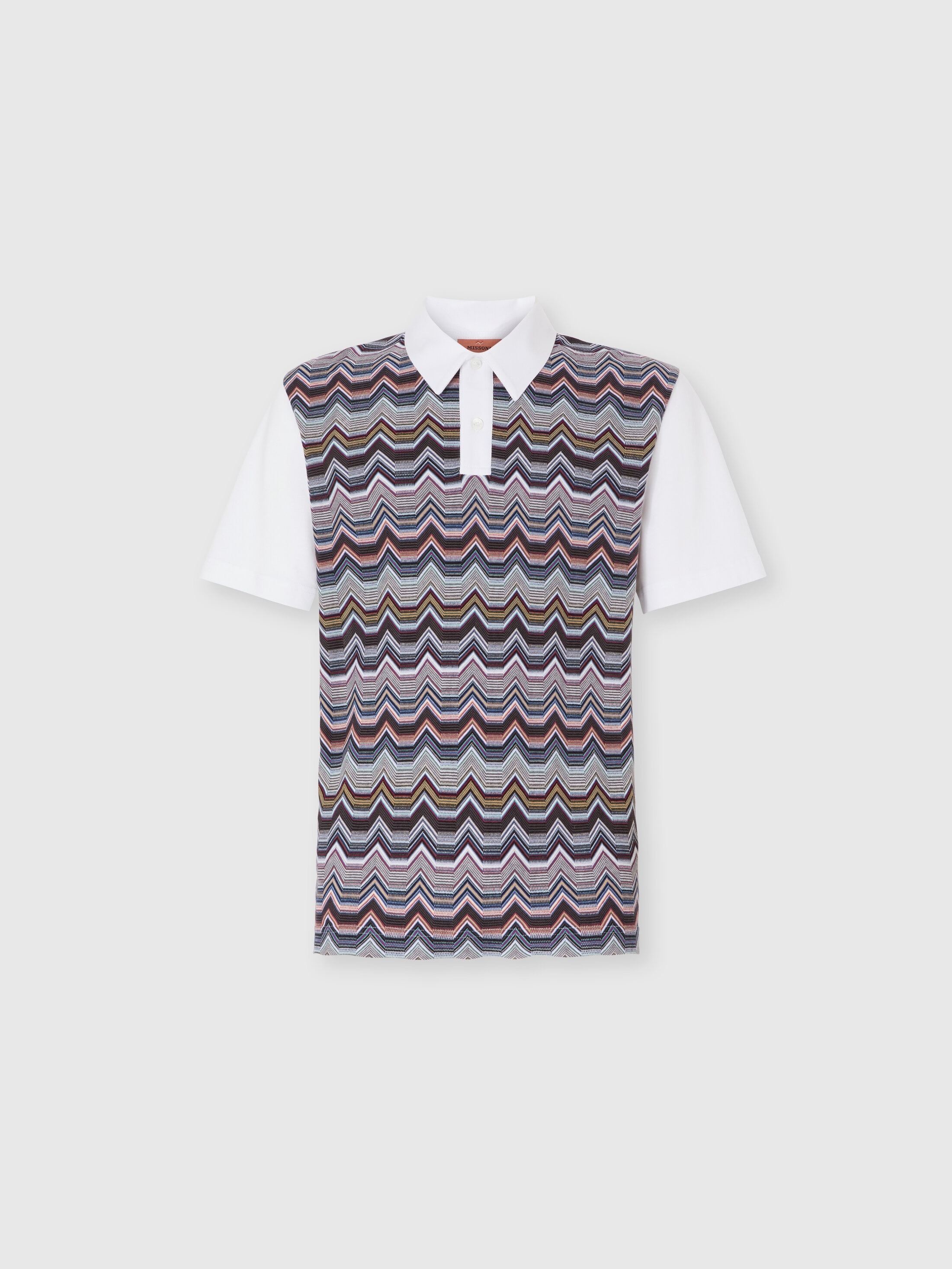 Missoni Short Sleeve Polo With Geometric Zigzag Pattern In Multi