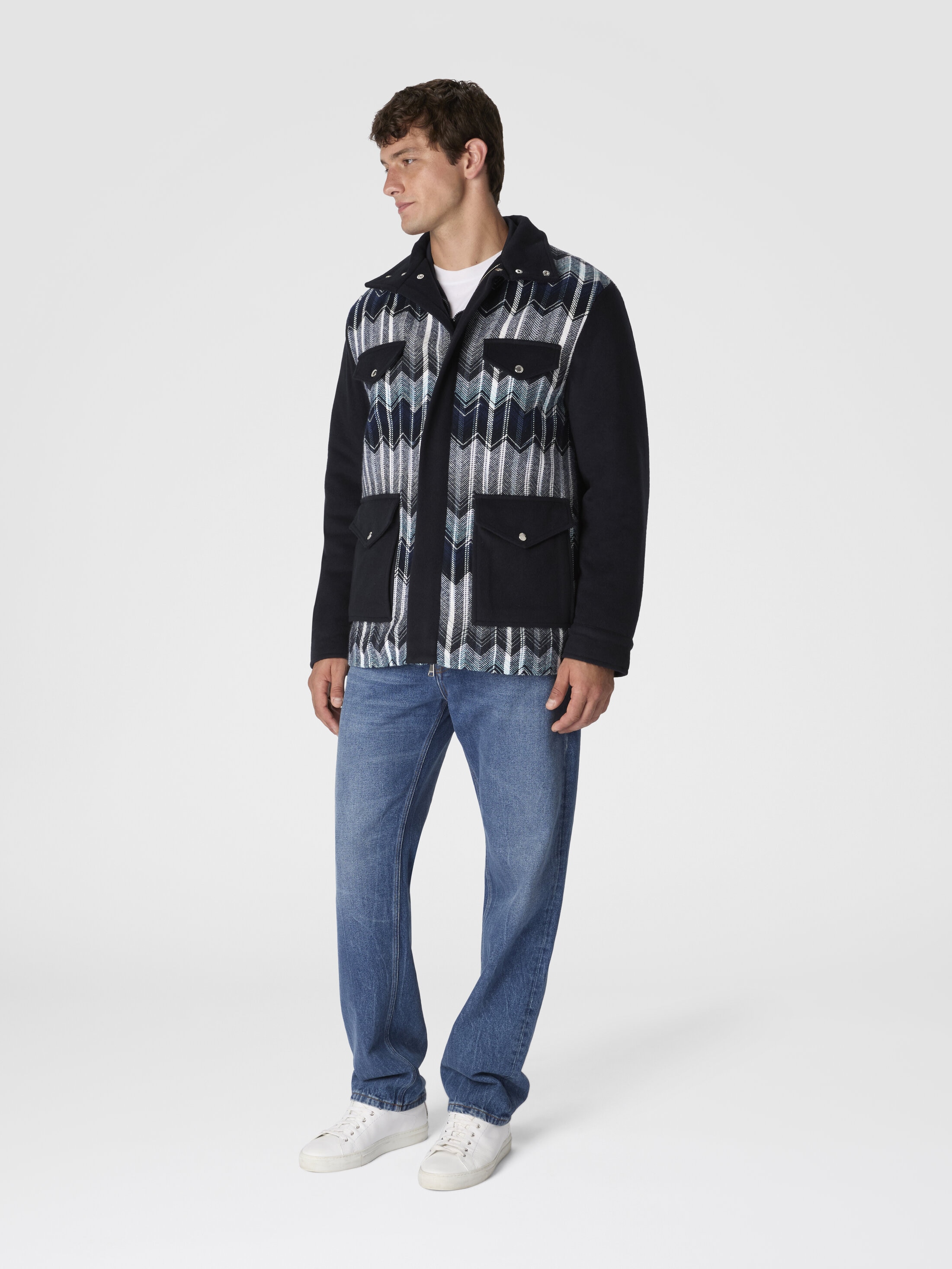 Field jacket with zigzag pattern Black & Blue | Missoni