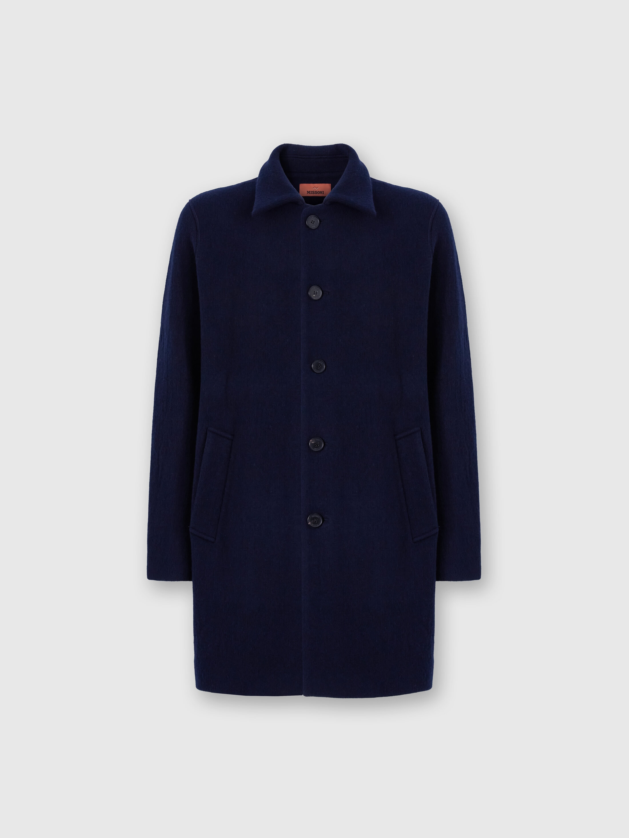Missoni Double Knit Coat With Zigzag Pattern In Blue