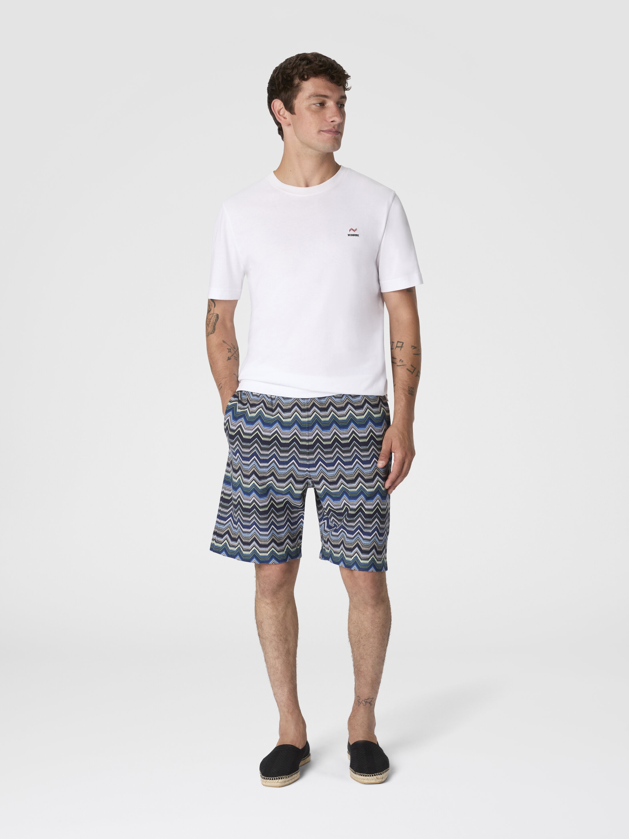 Pure cotton zig zag shorts Blue & Green | Missoni
