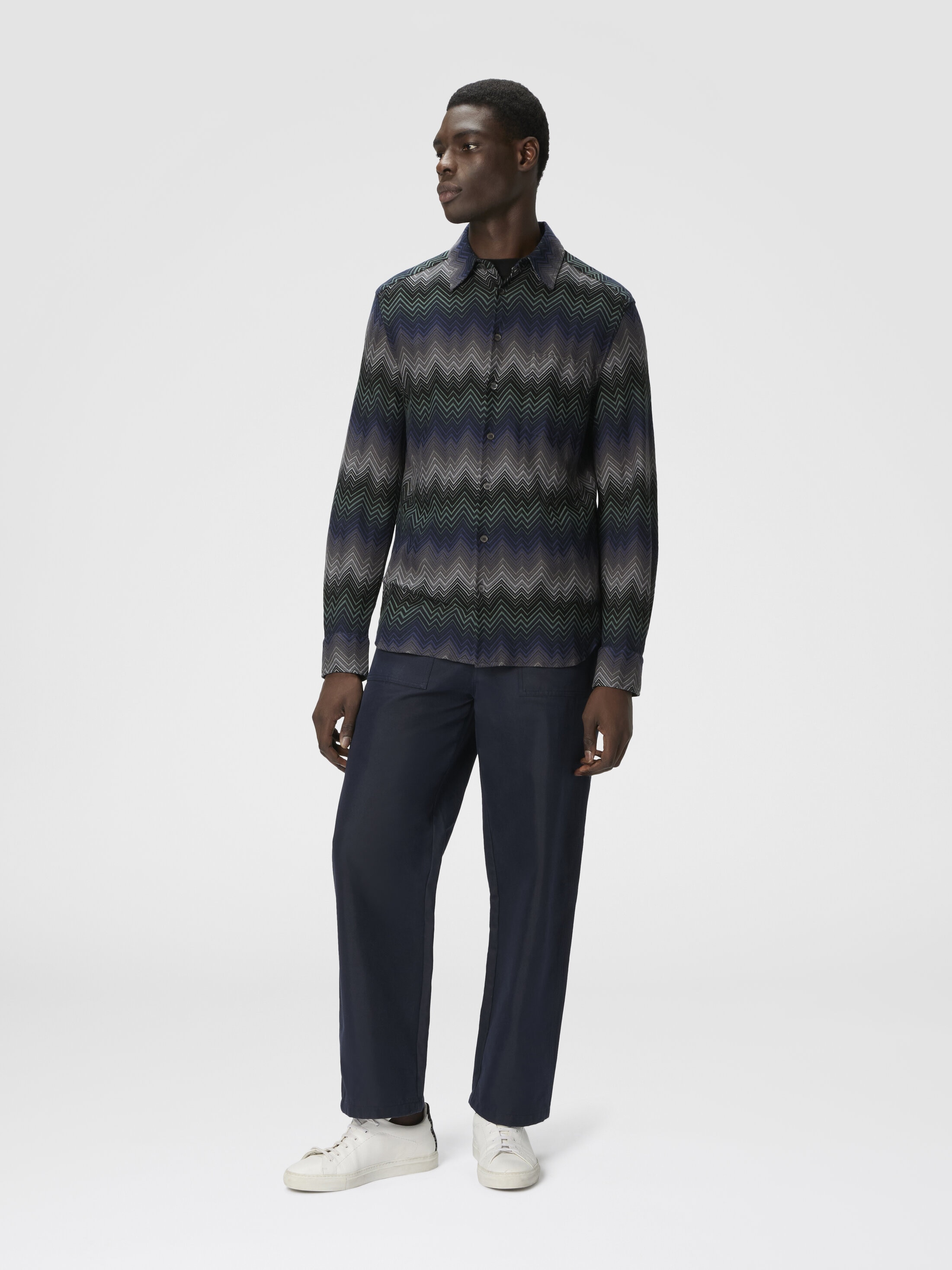 じゅんすけ 　MISSONI 大きいめリバシブルコート44 Crew Neck Sweater with 3D Zigzag Pattern Multicoloured | Missoni