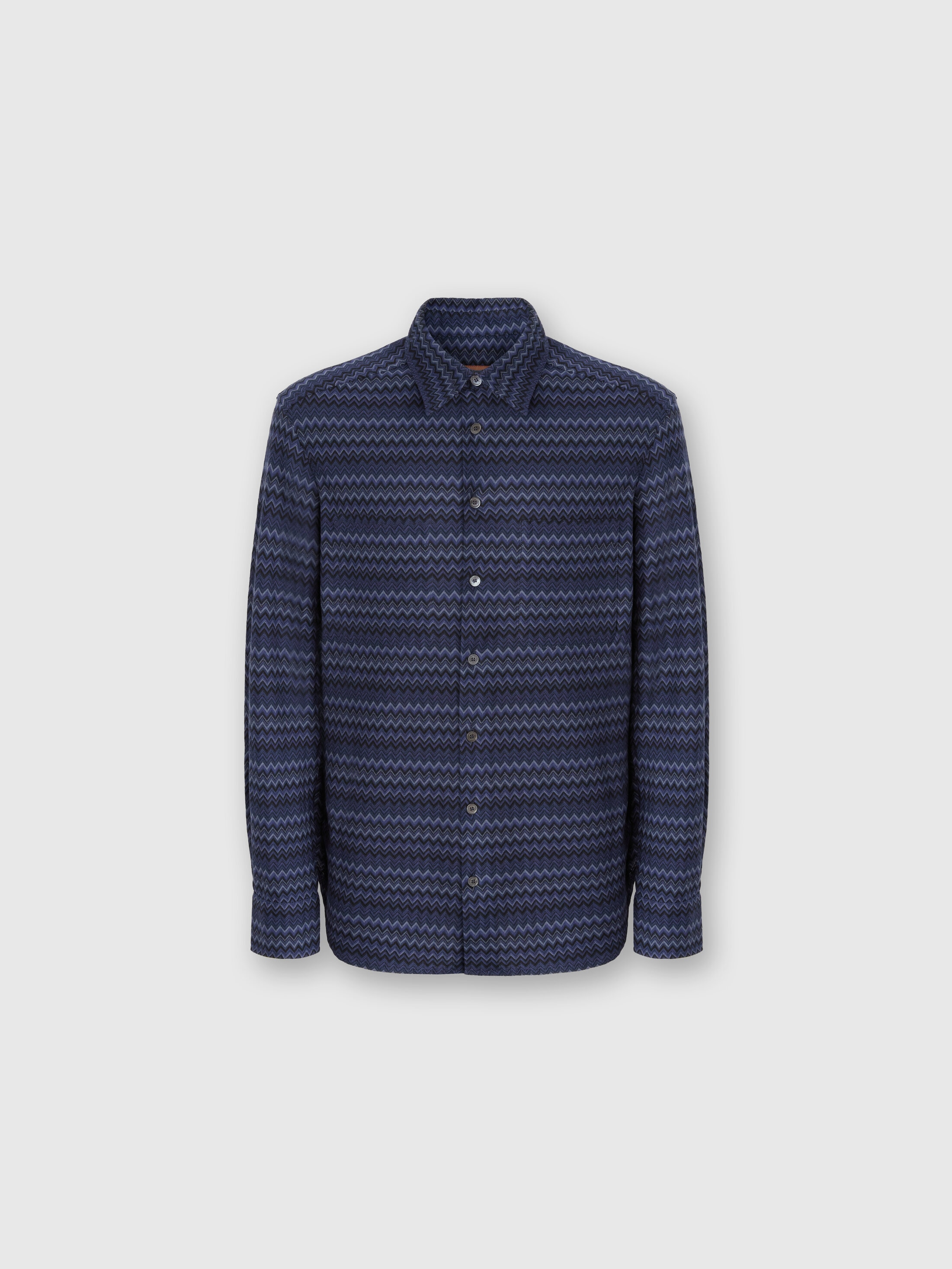 Missoni Shirt With Micro Zigzag Tone On Tone In Blue
