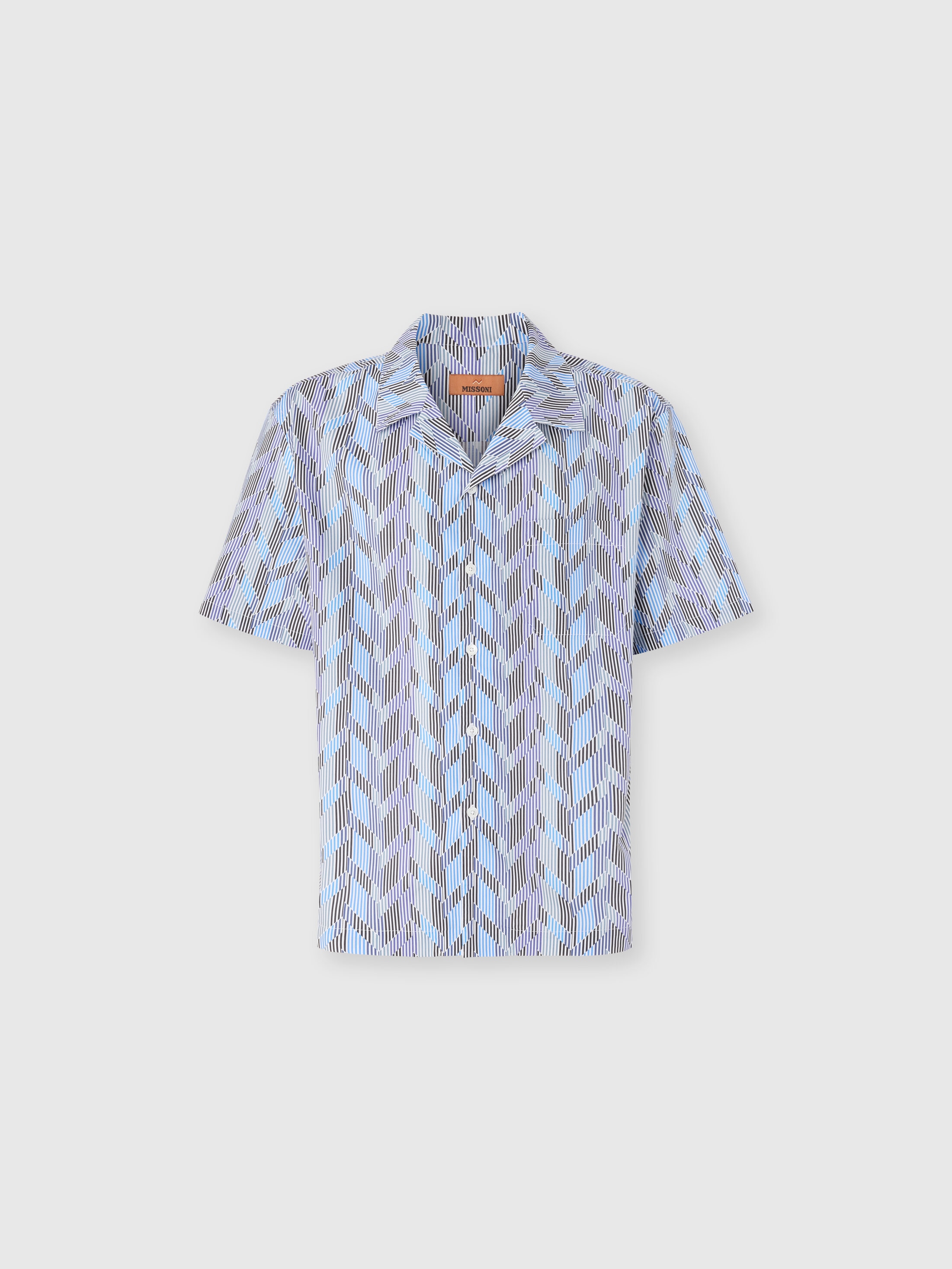 Missoni Bowling Shirt With Zigzag Pattern In Blue