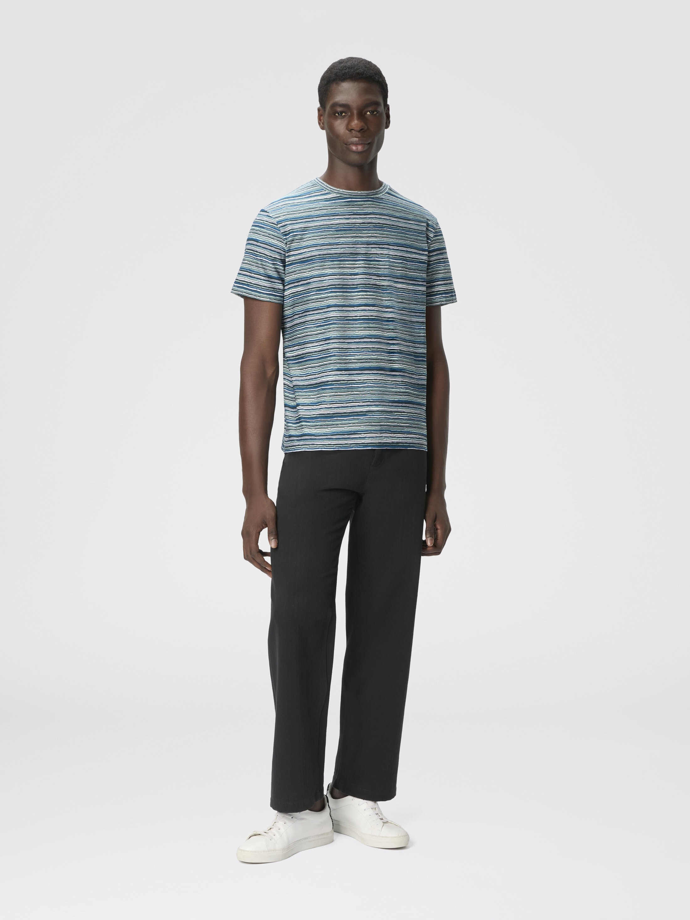 Tシャツ・カットソー MISSONI FW25 Knitted T-shirt (DS25WN04BK01BY L905D) Crewneck T-shirt with zig zag knit sleeves Multicoloured
