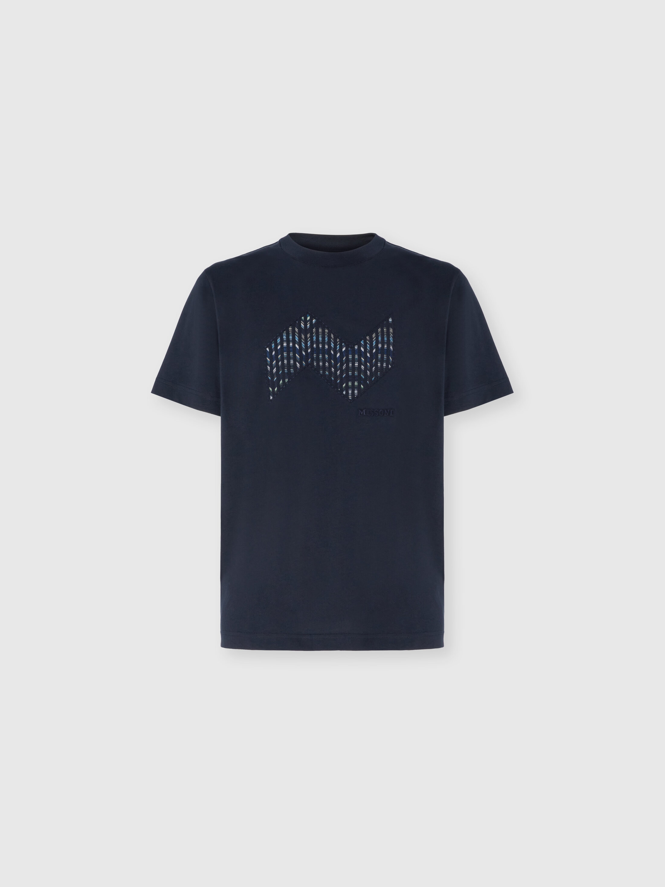 Short Sleeve T-Shirt with Geometric Zigzag Insert and Logo