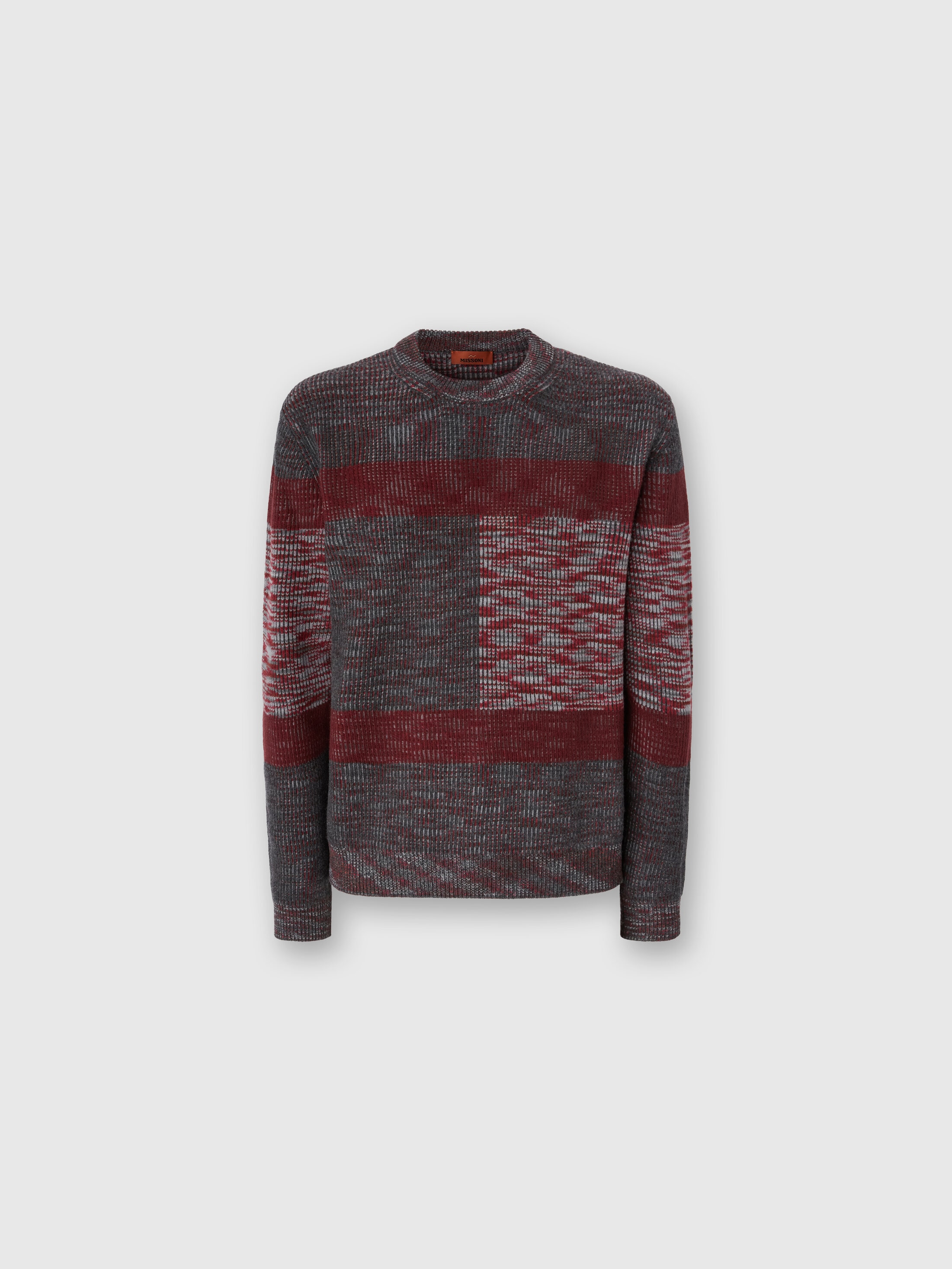 Missoni Crew Neck Sweater With Check Pattern In Gray