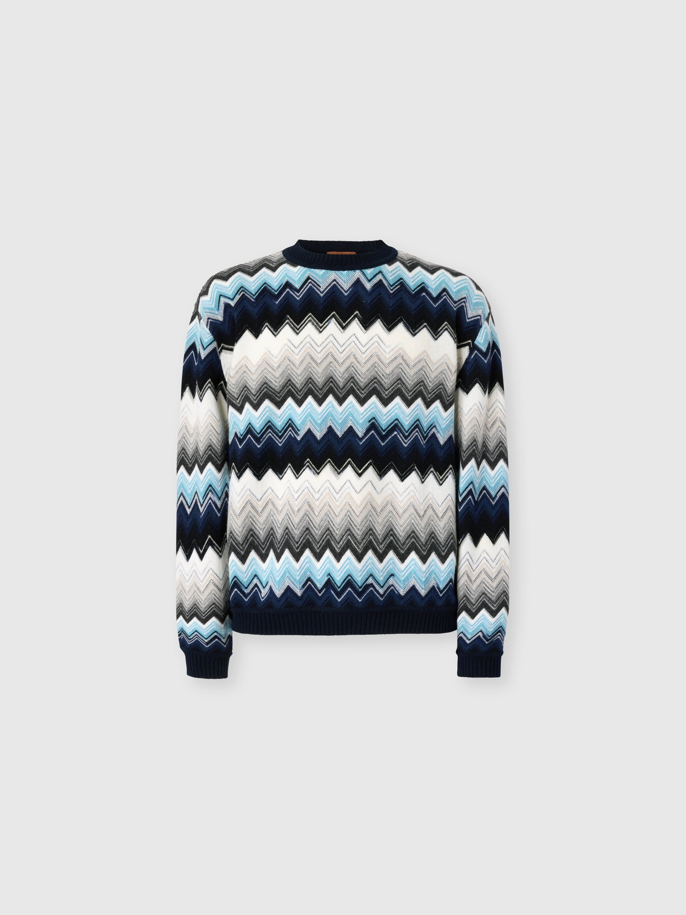 Missoni Crew Neck Sweater With Flame Zigzag Pattern In Multi
