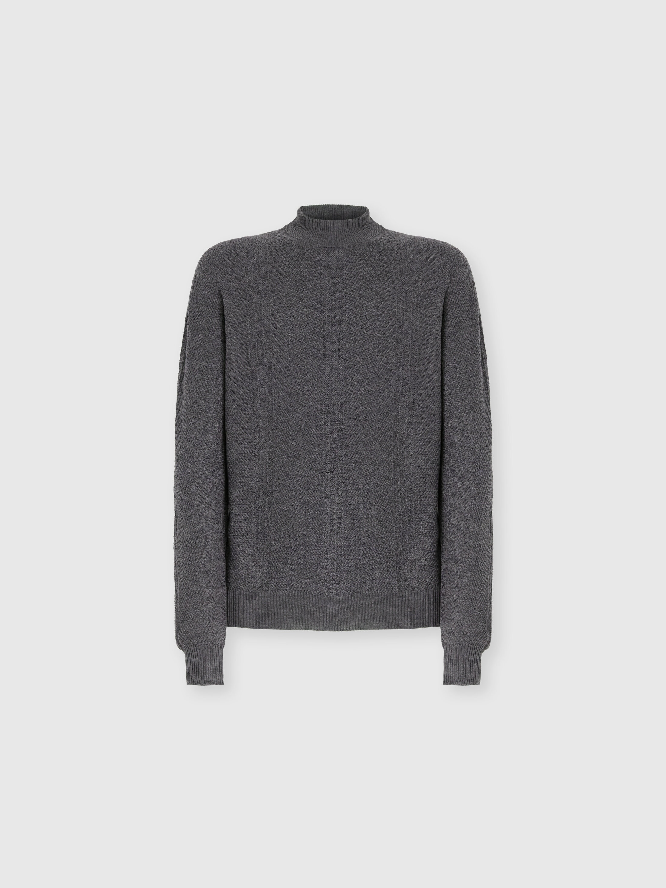 Missoni High-neck Sweater With Tone-on-tone Chevron Pattern In Gray