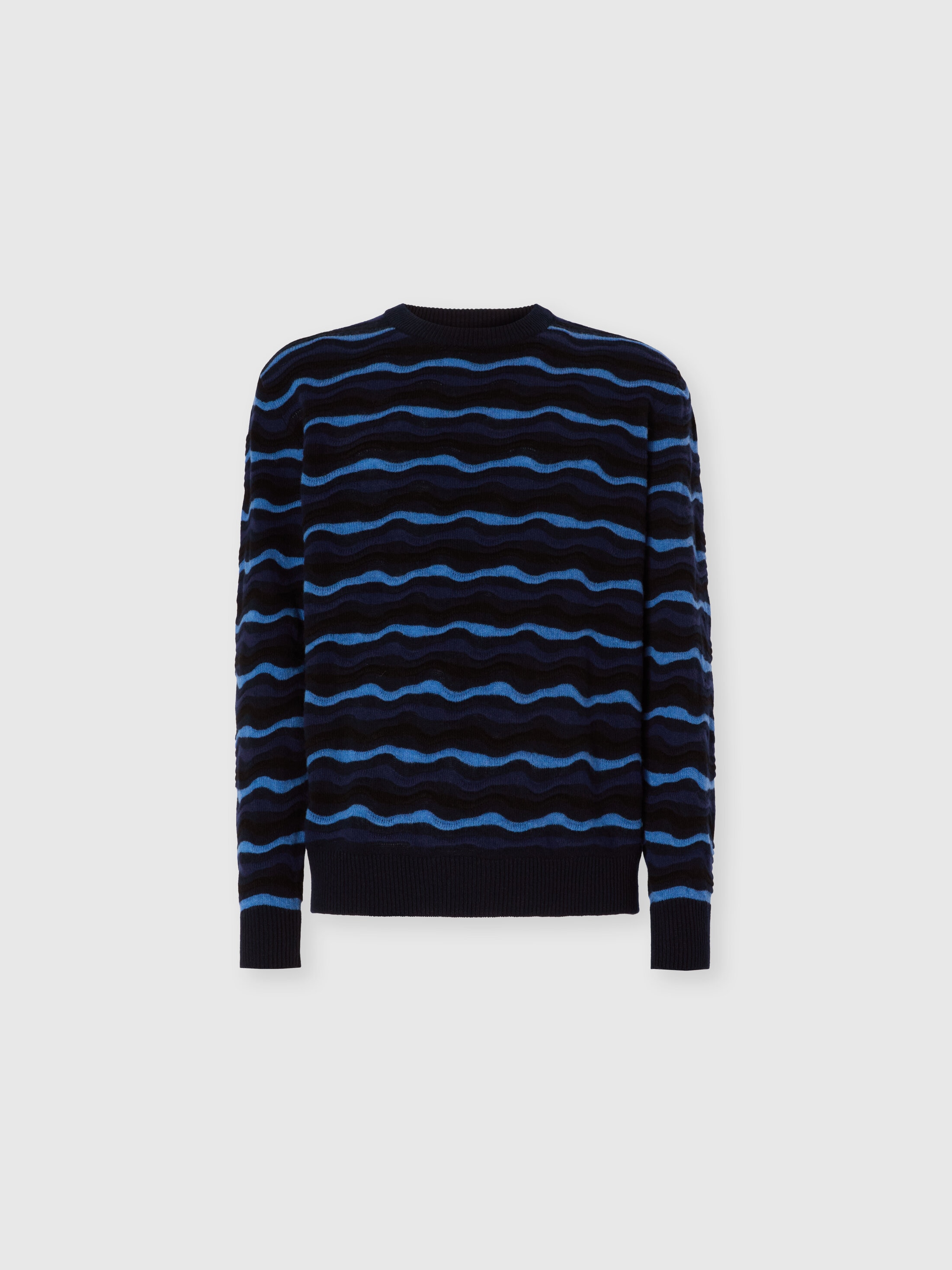 Missoni Short Sleeve Polo With Geometric Zigzag Pattern In Blue