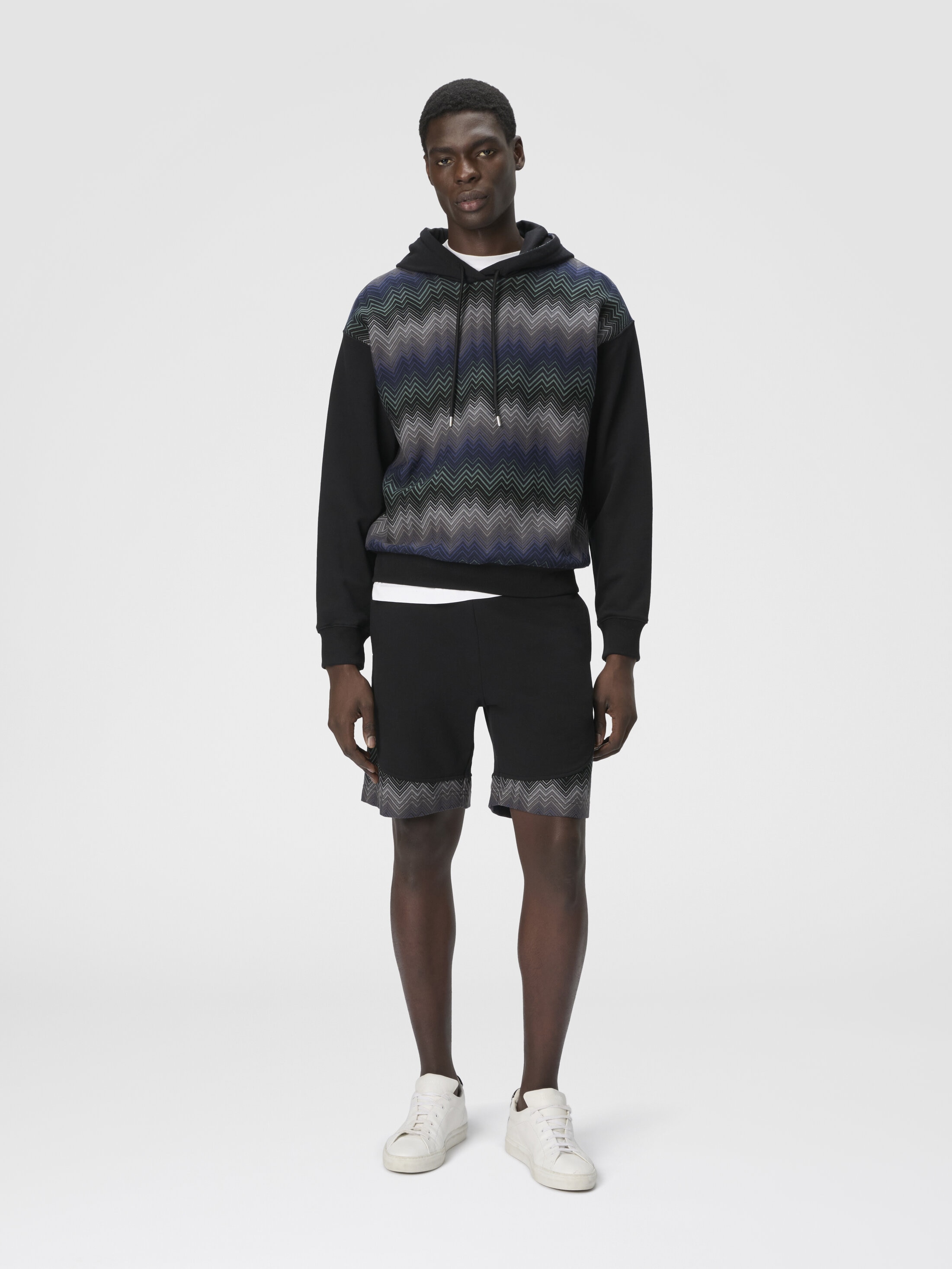 Hoodie with Zigzag Insert Black | Missoni