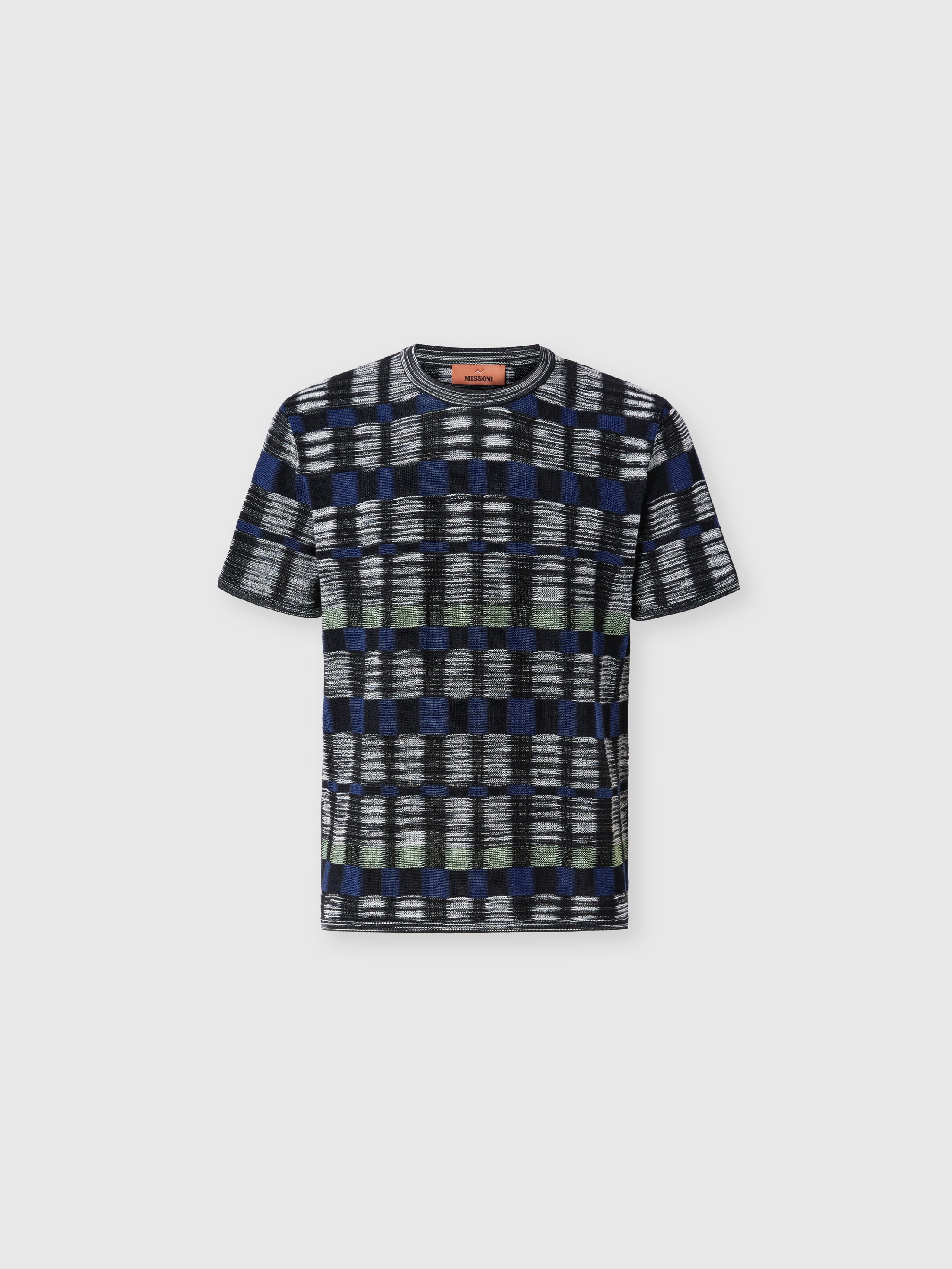 Missoni - T-shirt ras-du-cou en coton et viscose motif carreaux Homme Multicolore Taille 48 315 €