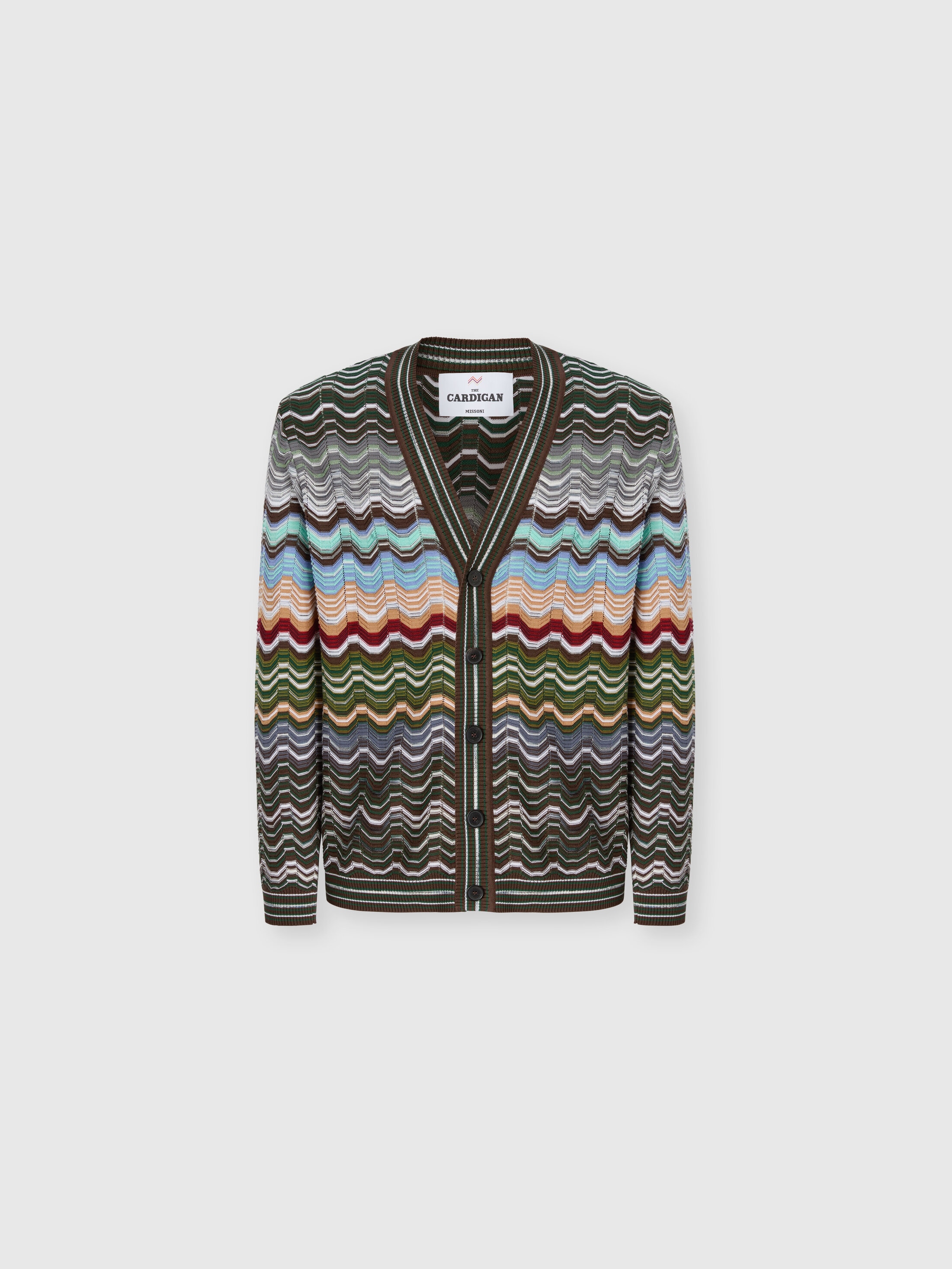 Missoni - Cardigan en coton et viscose chevron avec motif grec Homme Multicolore Taille 44 805 €