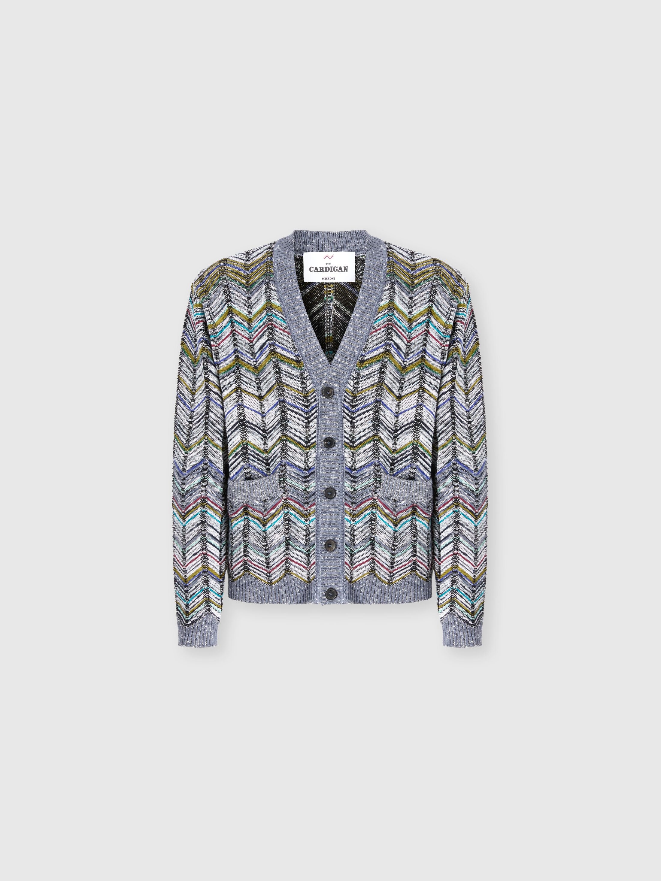 Missoni - Cardigan en coton chevron avec poches Homme Gris Multicolore Taille 50 805 €