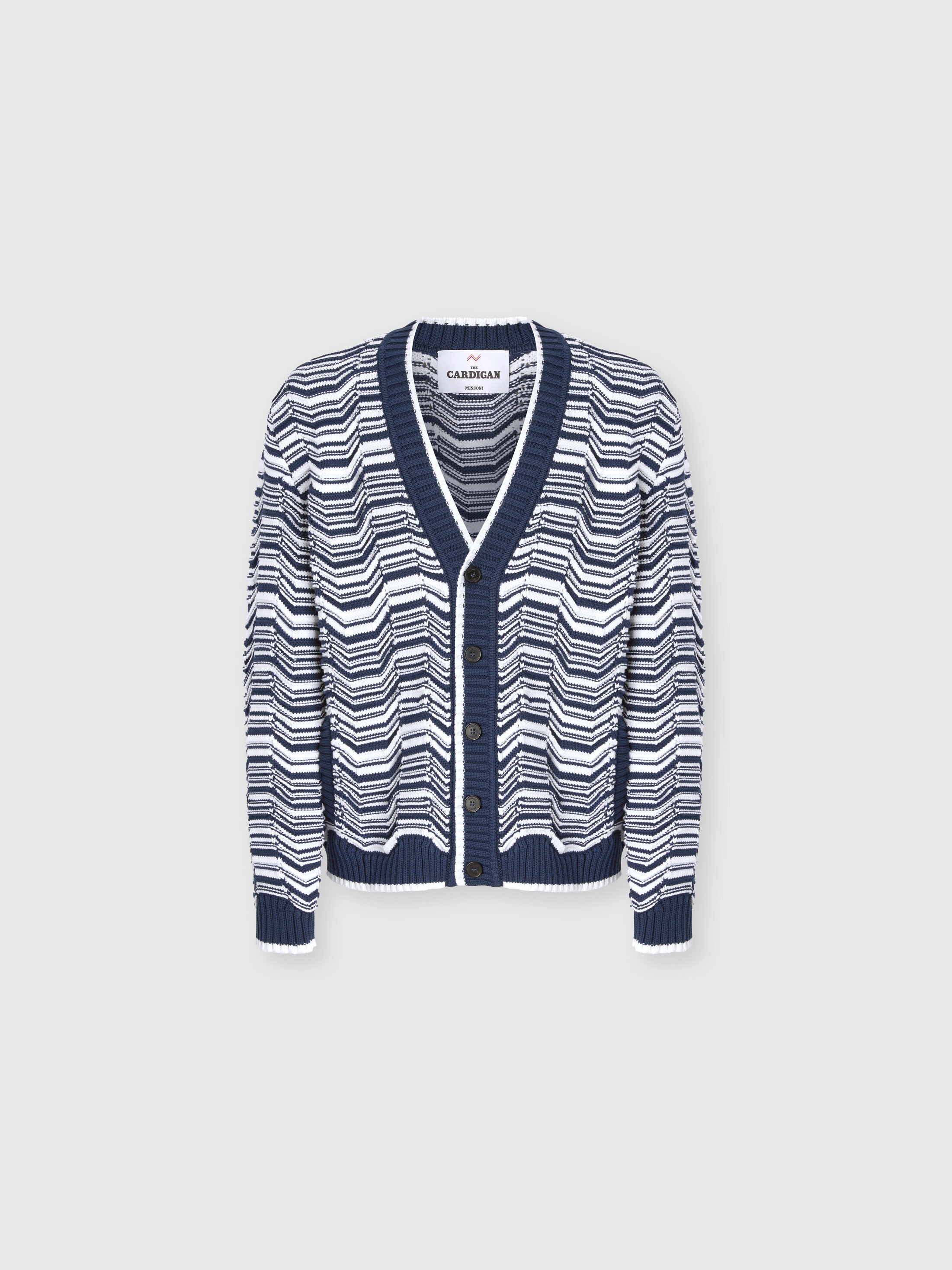 Missoni - Cardigan en coton mlang motif grec Homme Blanc Bleu Taille 50 805 €