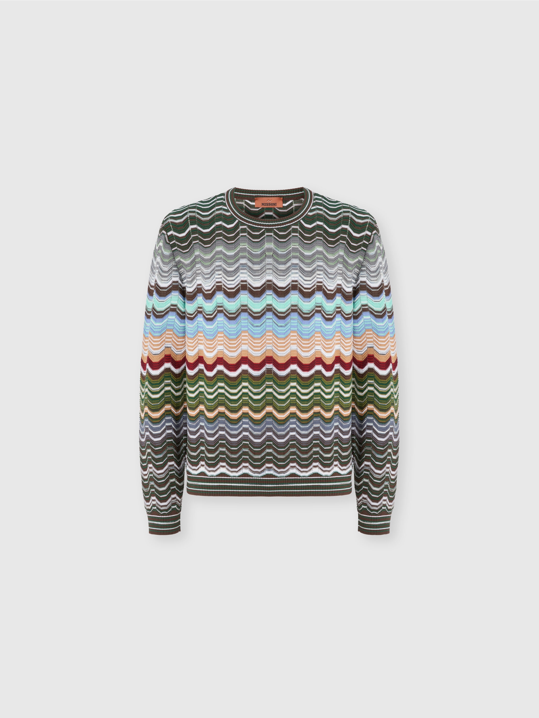 Missoni - Pull ras-du-cou en coton et viscose chevron avec motif grec Homme Multicolore Taille 54 623 €