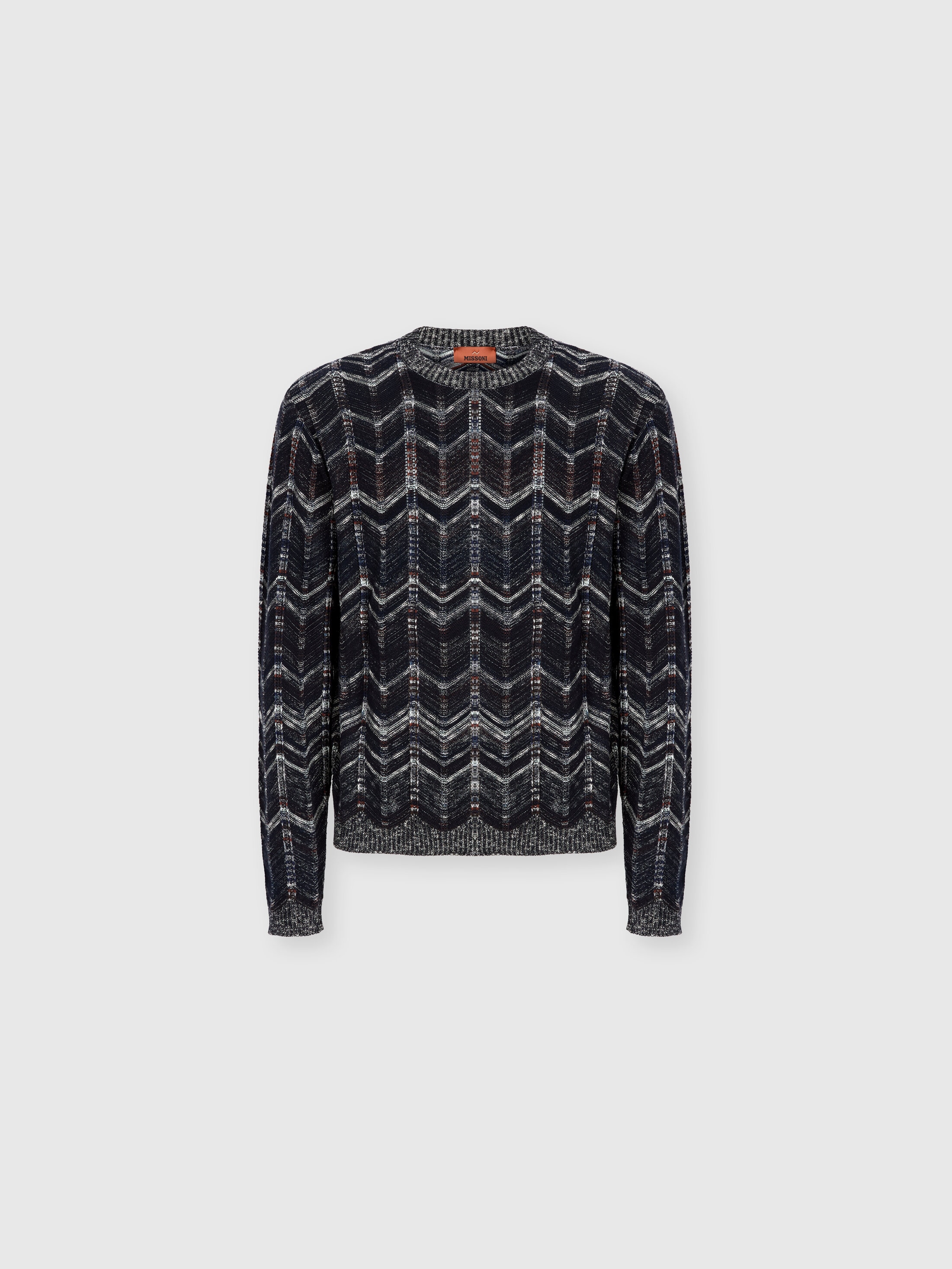 Missoni - Pull ras-du-cou en coton chevron avec bords ctes Homme Bleu Taille 46 623 €