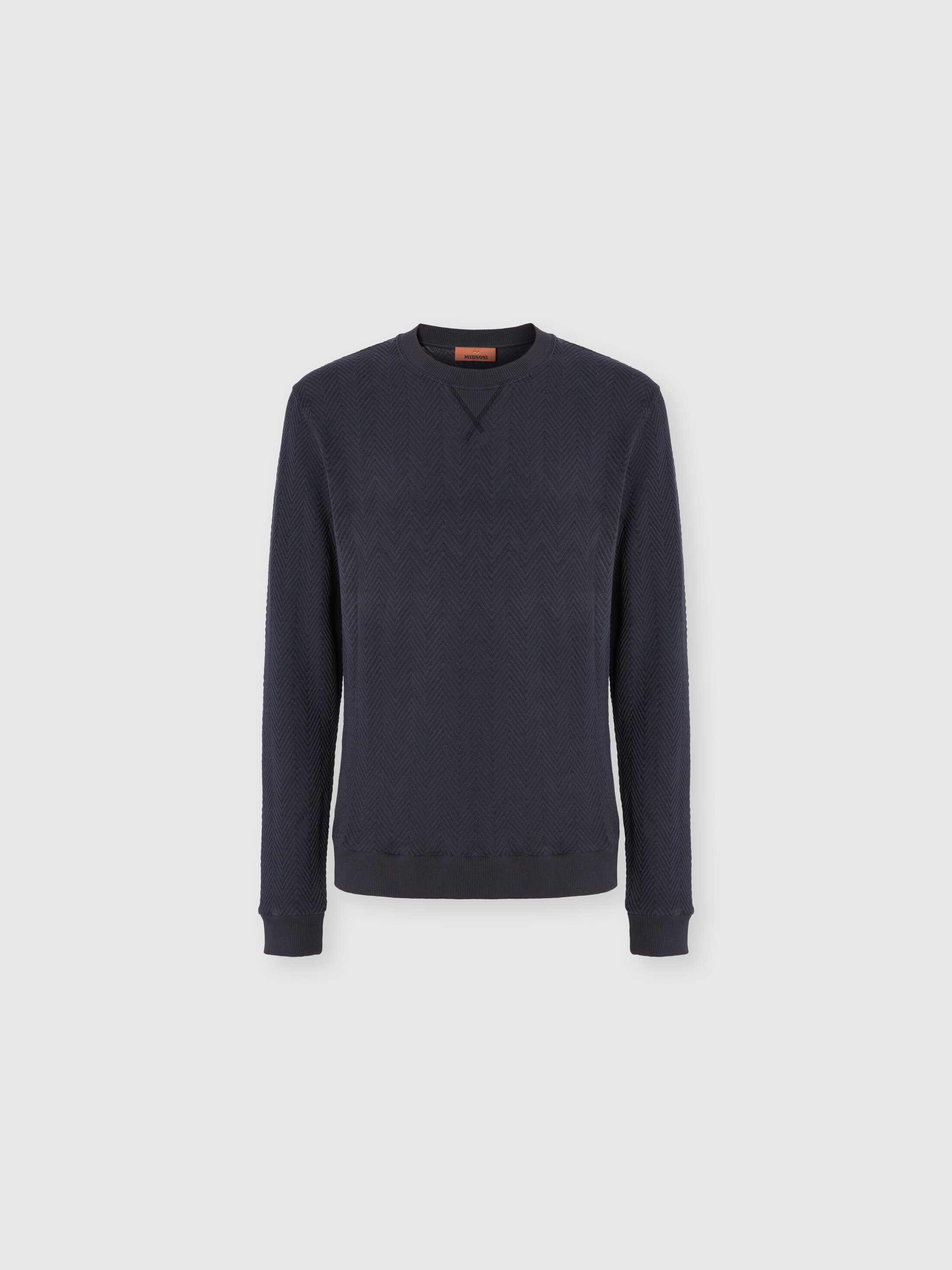 Missoni - Sweat ras-du-cou en coton et viscose motif zigzag ton sur ton Homme Bleu Taille M 620 €